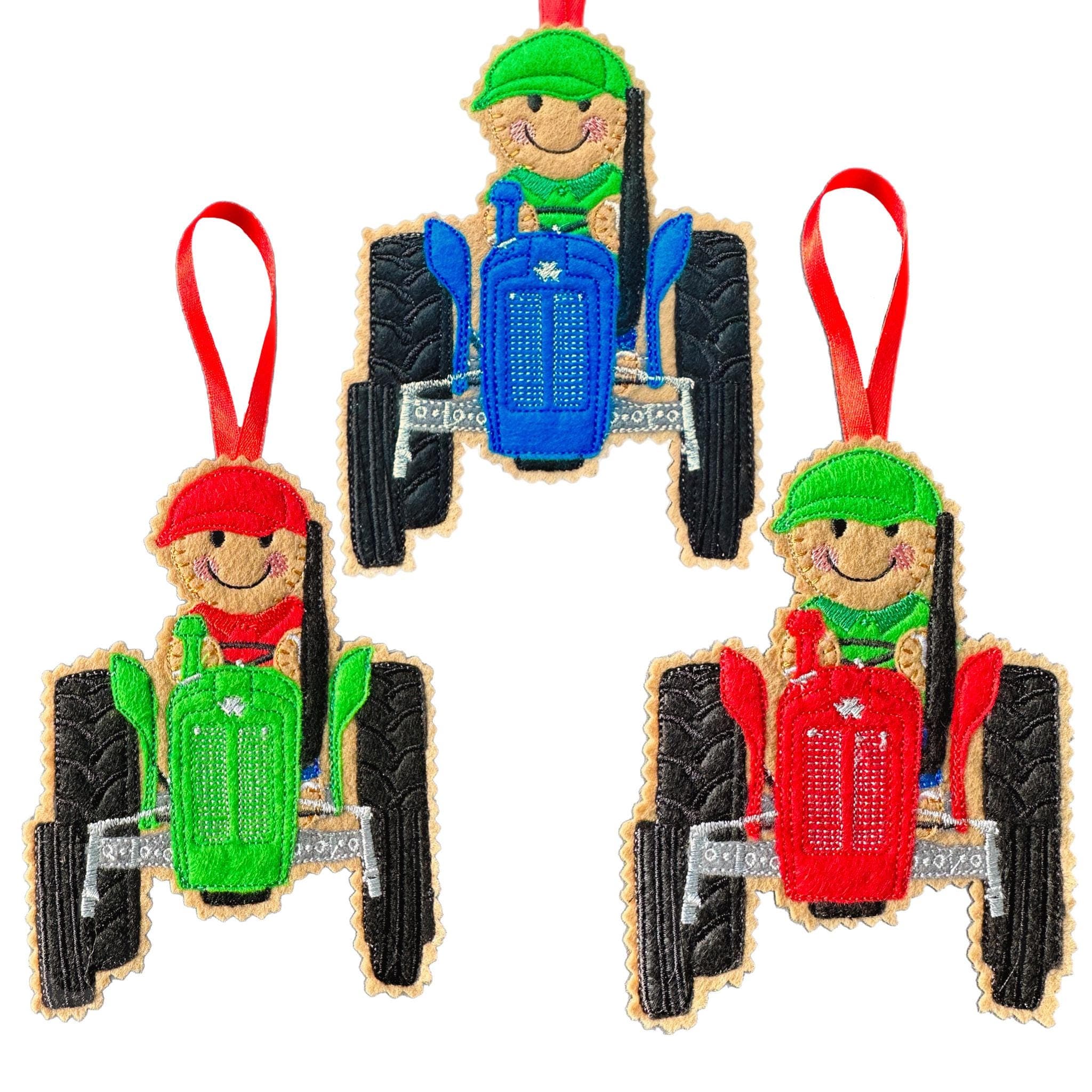 Farmer / Tractor Gingerbread Man Felt Decoration — image 2