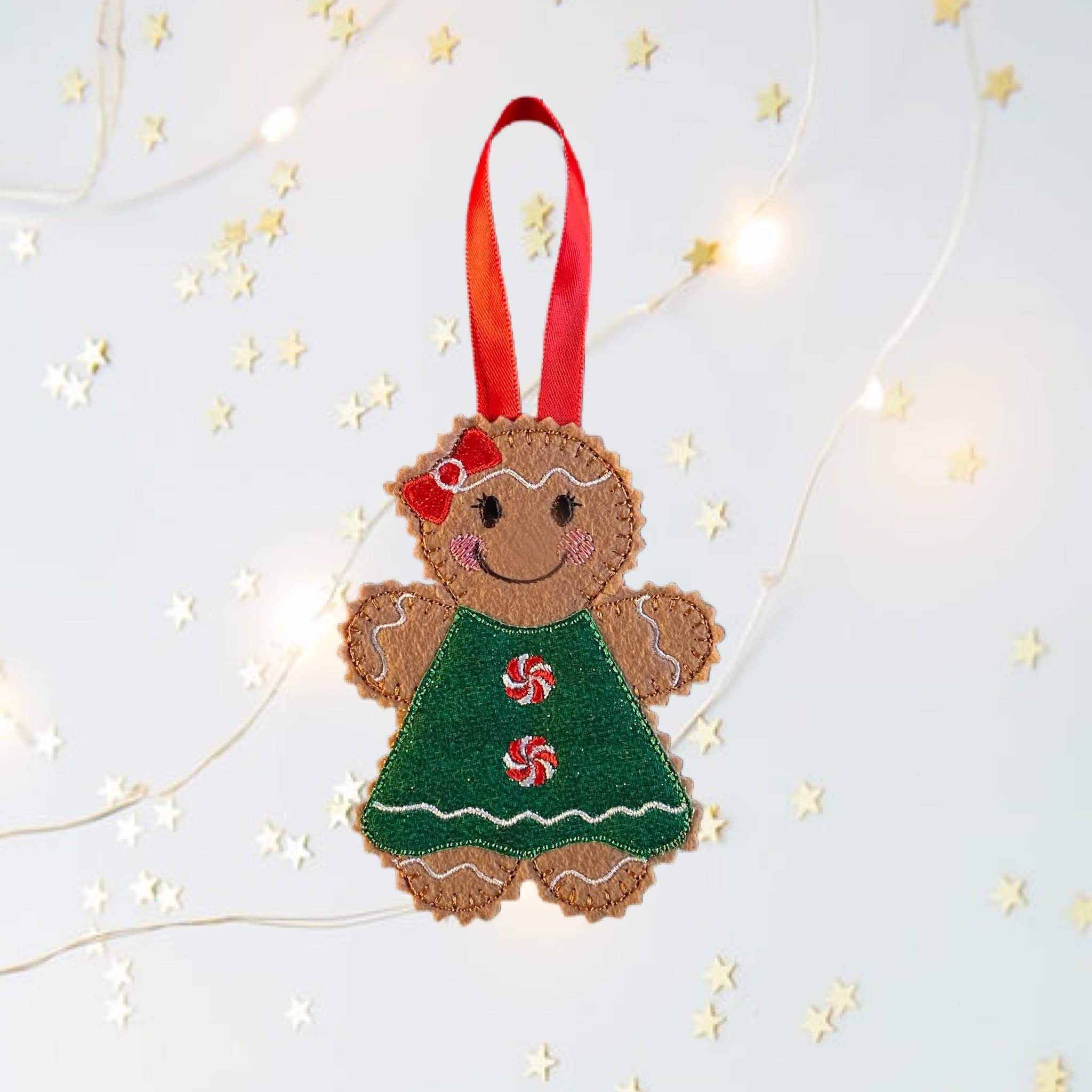 Gingerbread Man Felt Girl Christmas Decoration