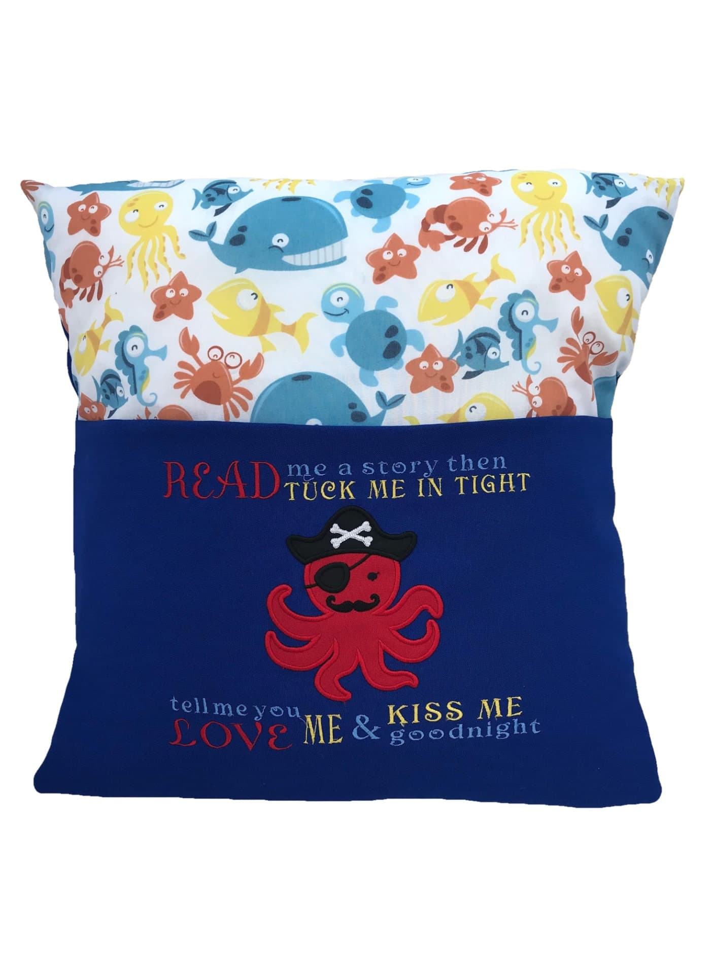 Pirate Octopus Reading Pillow: Nautical Children's Book Cushion — image 2