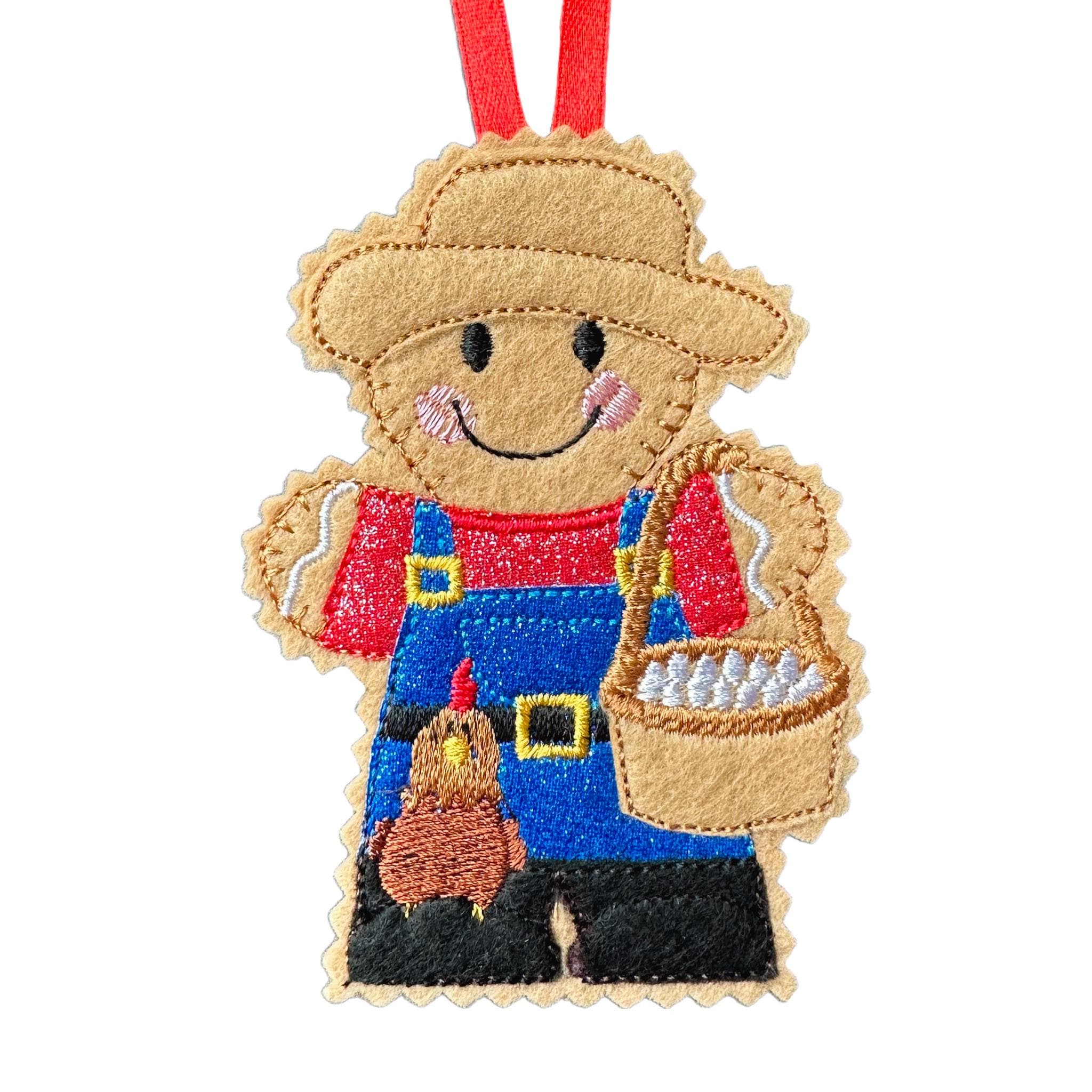 Chicken Farmer / Owner Gingerbread Felt Decoration — image 2