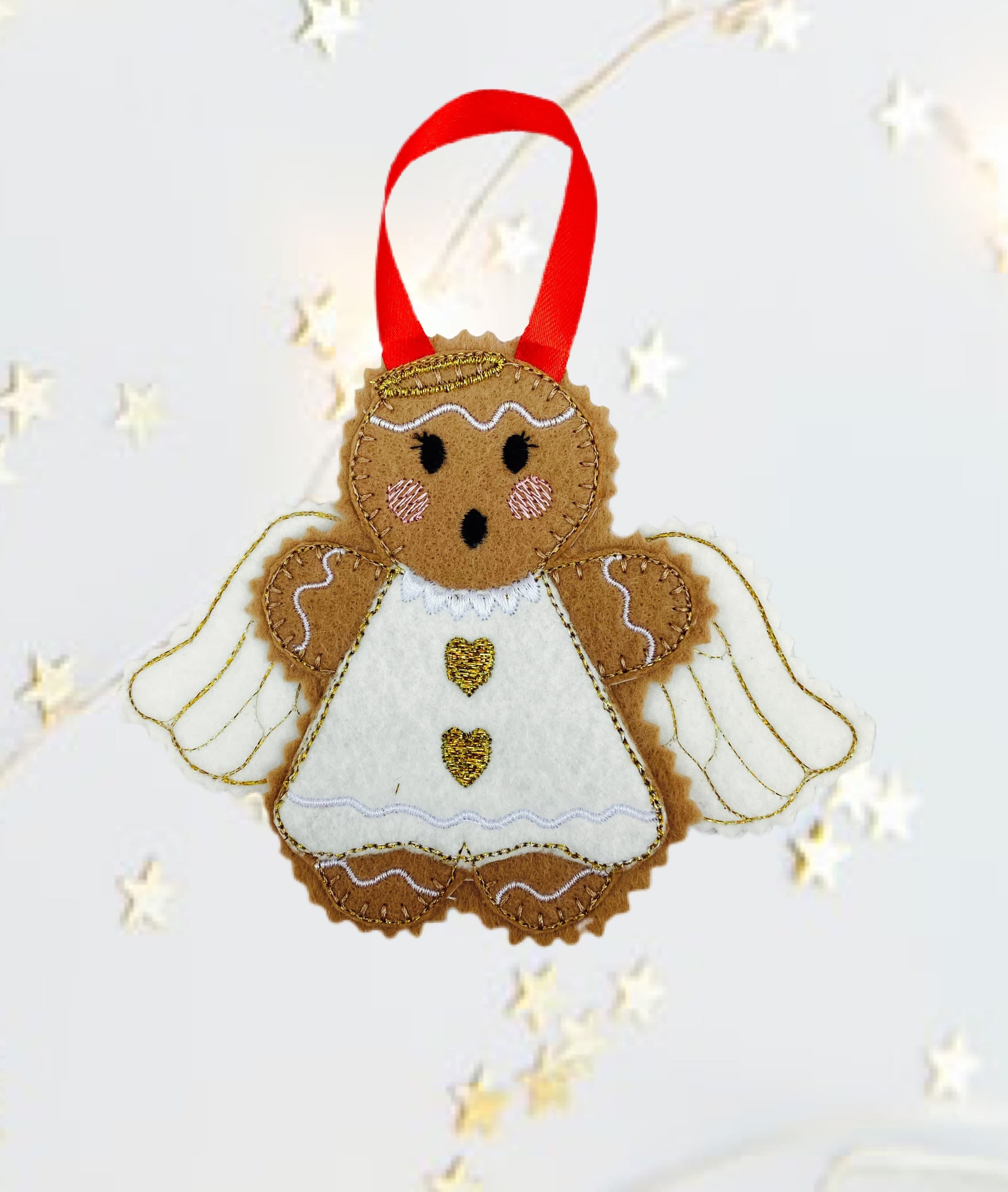 Angel Gingerbread Man Felt Christmas Decoration