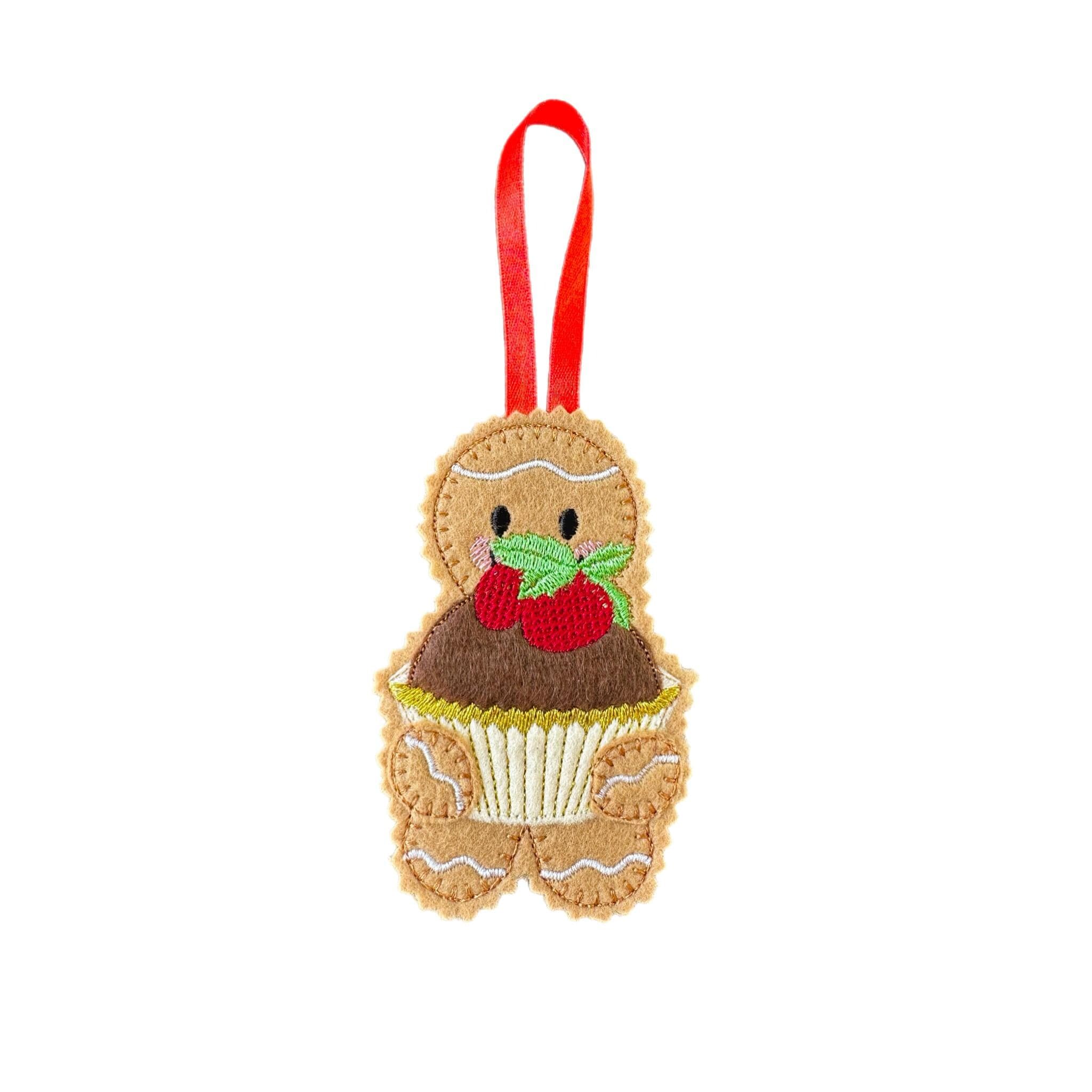 Chocolate Raspberry Cake Gingerbread Felt Decoration — image 2