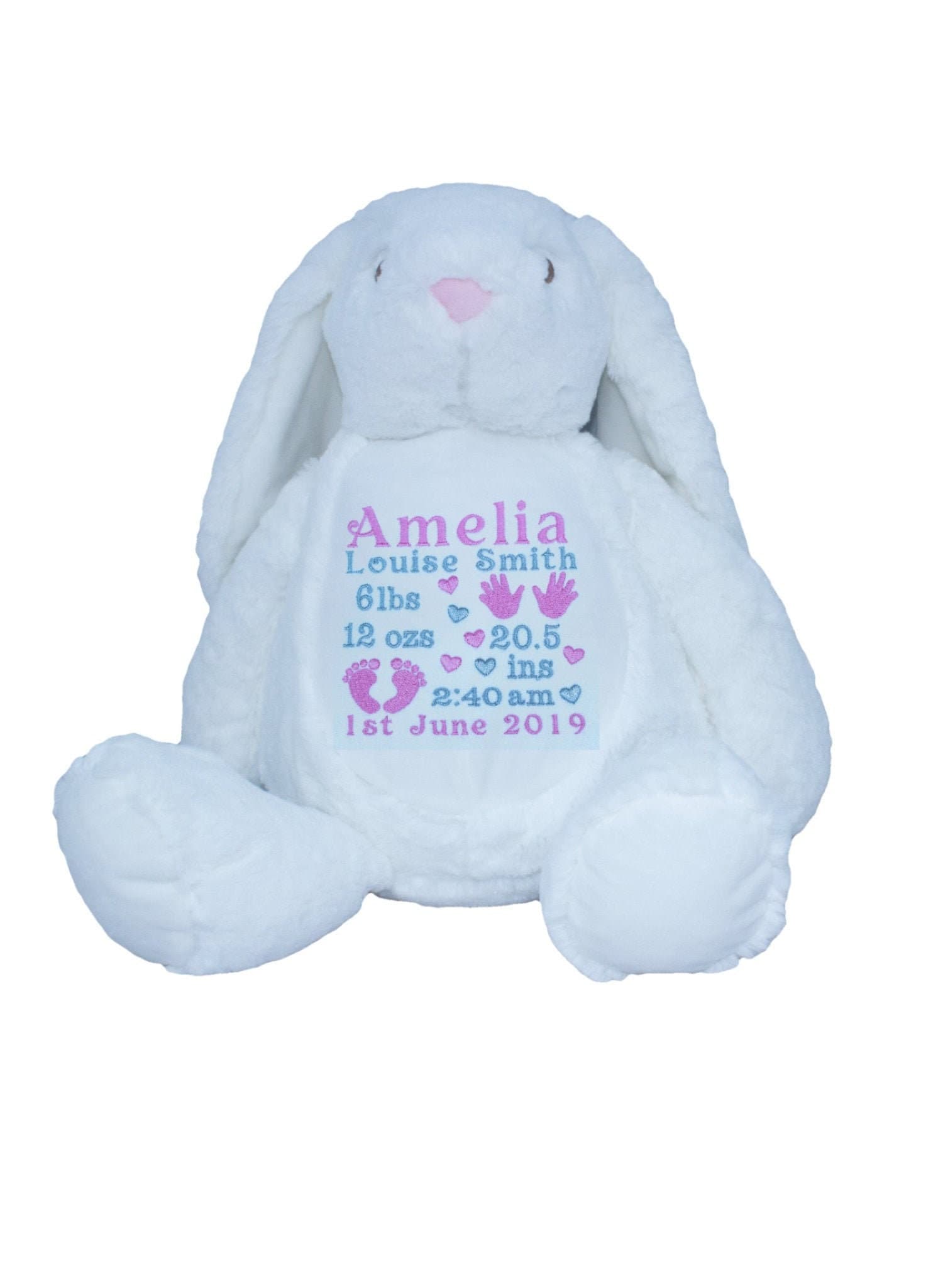 Bunny Rabbit Personalised Soft Toy,  Personalised Embroidered Teddy, Custom bear, girl / boy birthday gift.