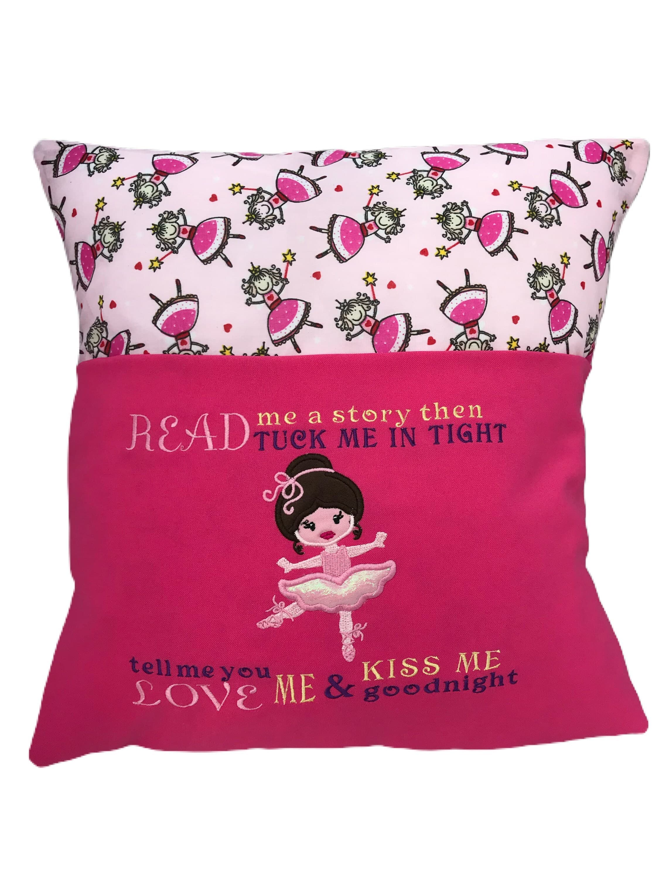 Ballerina Book Cushion: Embroidered Reading Pillow, Kids Story Pocket — image 2