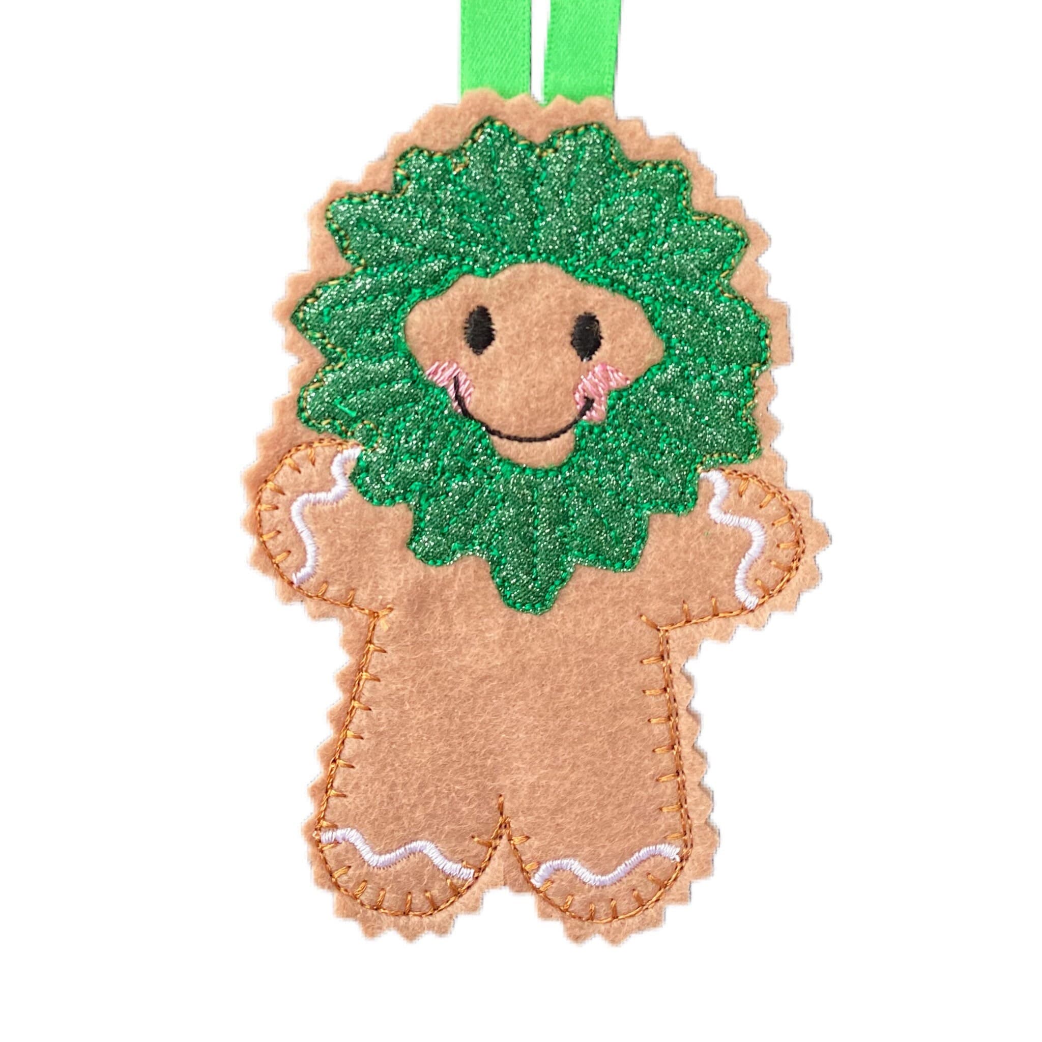 Green Man Gingerbread Man Felt Decoration — image 2