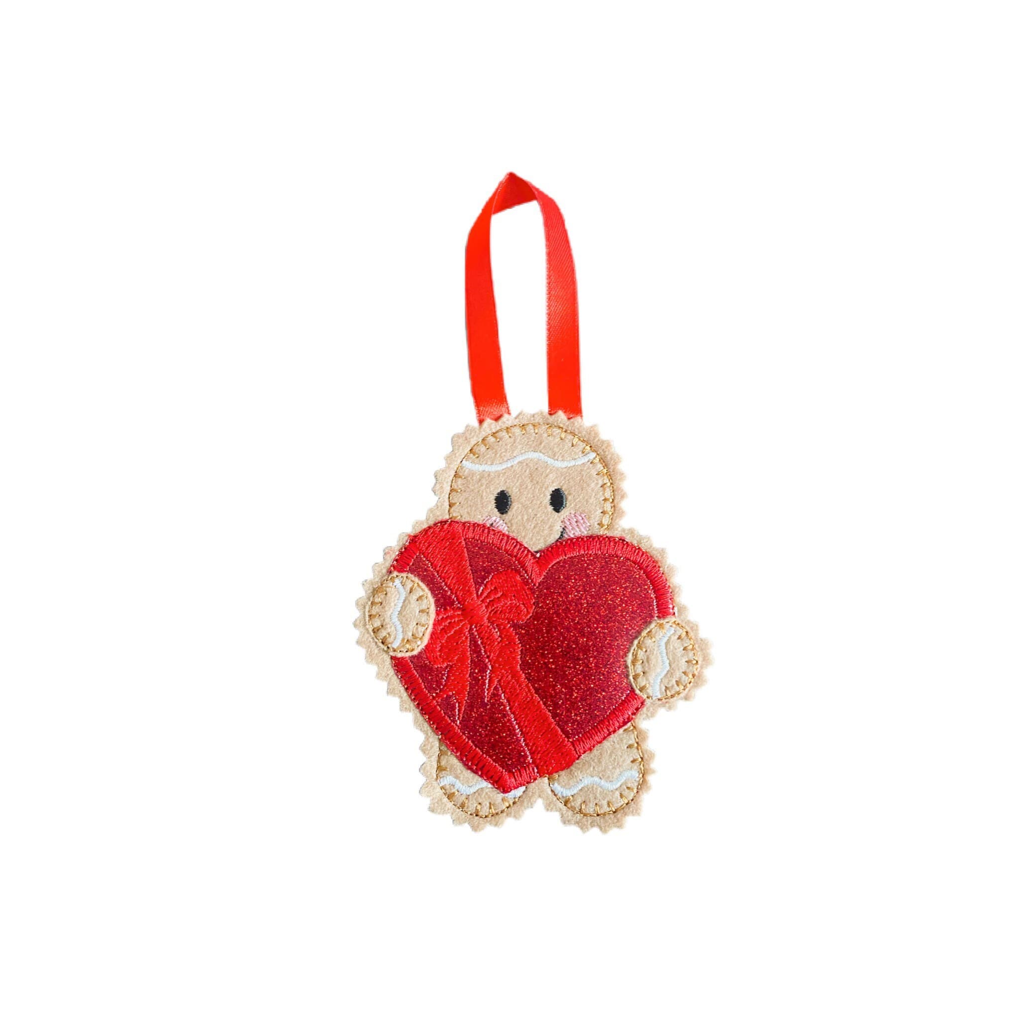 Red Box of Chocolates Gingerbread Man Felt Decoration