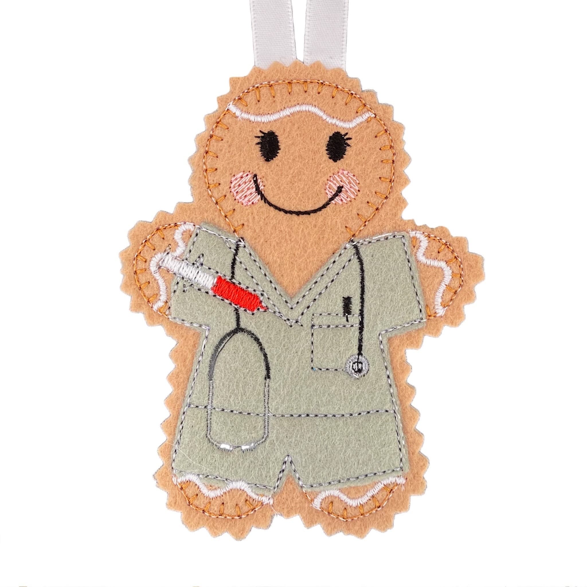 Phlebotomist Nurse Gingerbread Man Felt Decoration — image 2