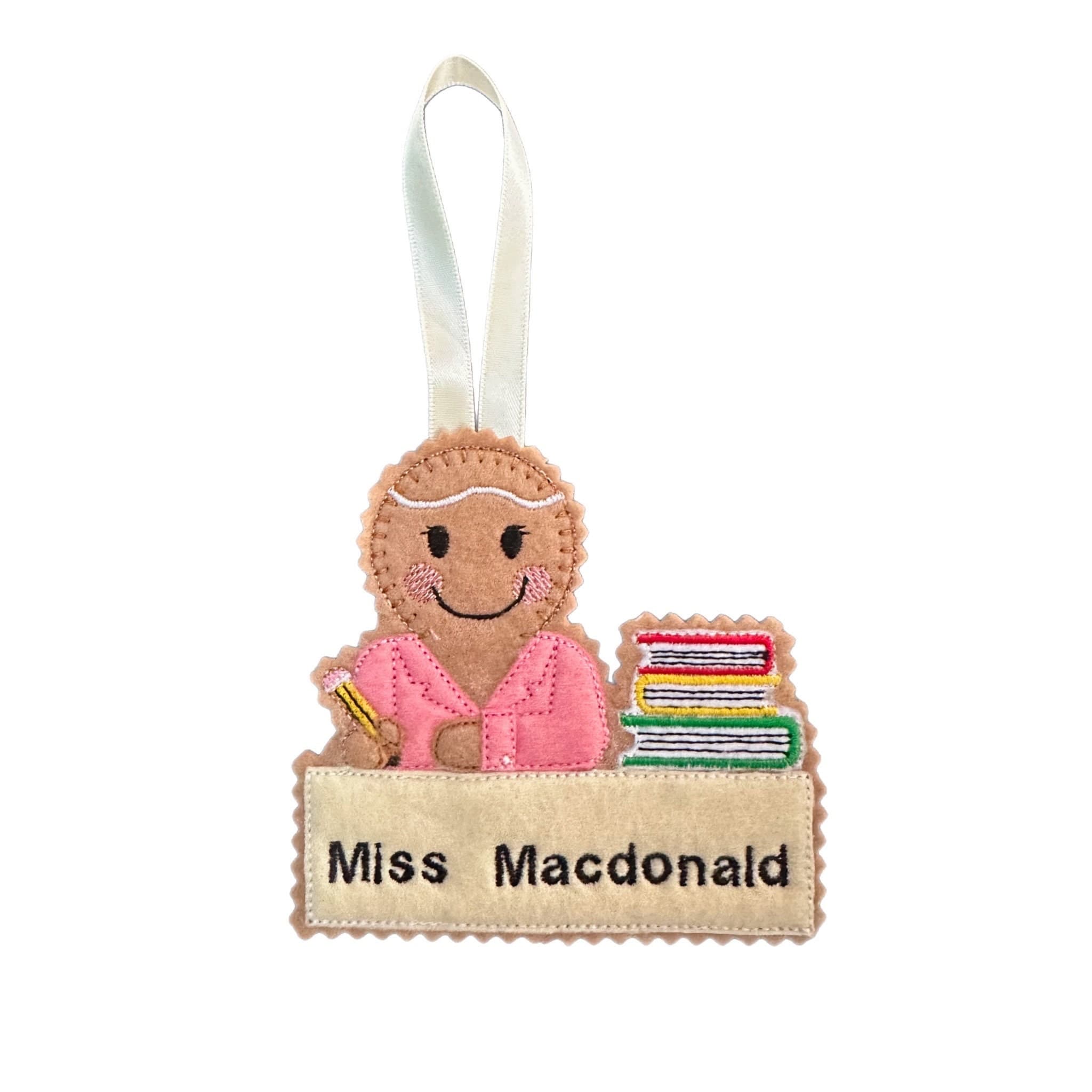 Teacher Gingerbread Man Felt Decoration — image 2