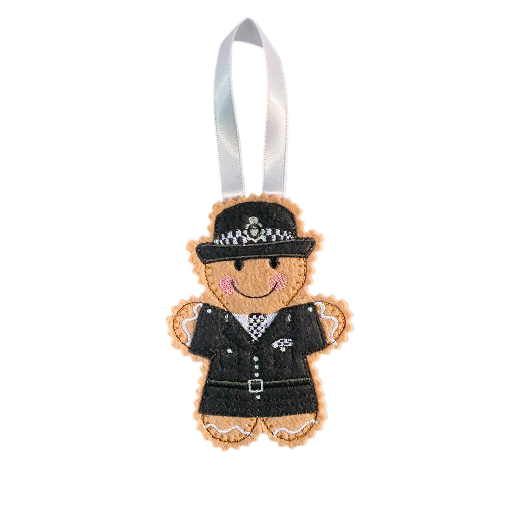 Police Woman Gingerbread Man Felt Decoration