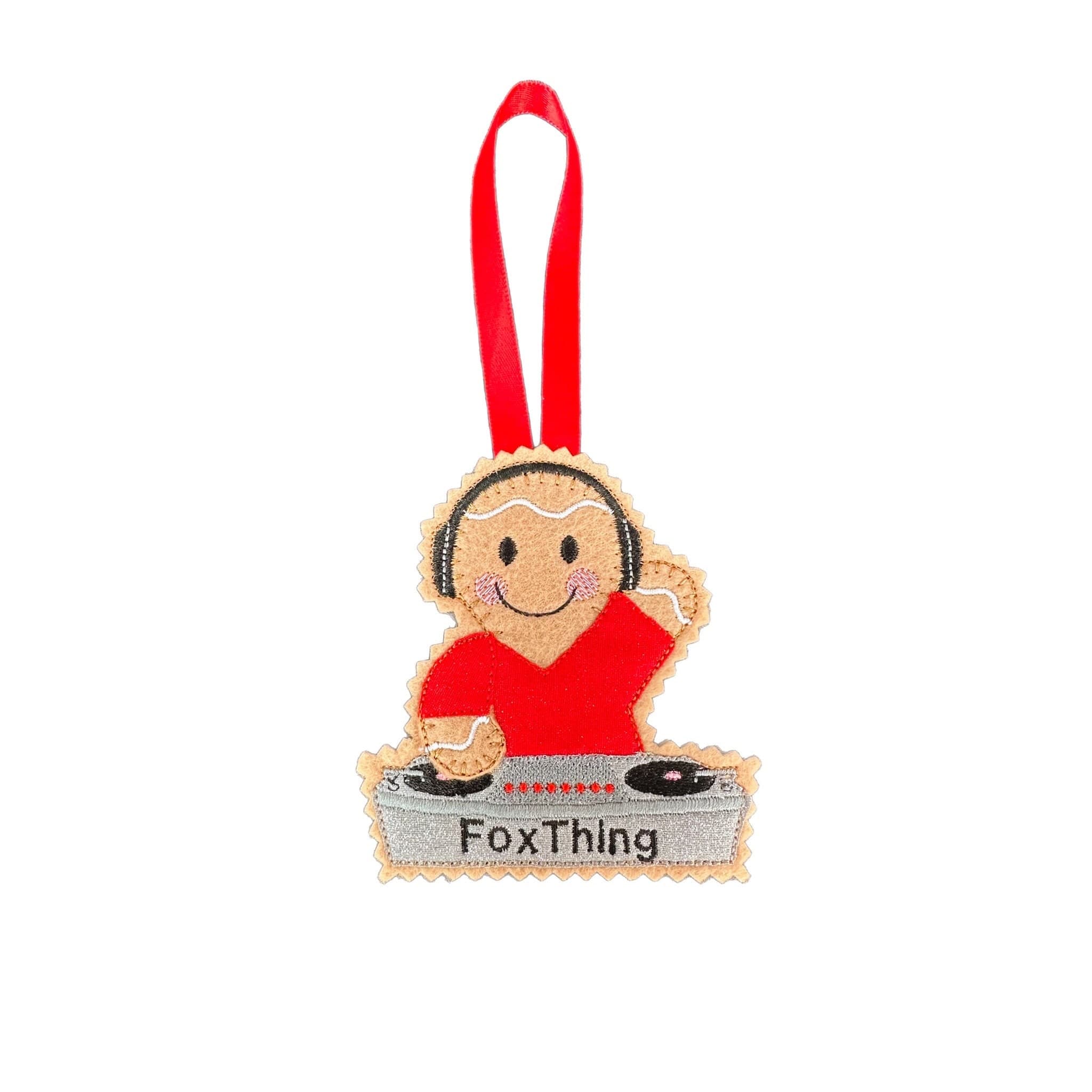 DJ - Disc Jockey Gingerbread Man Felt Decoration — image 2