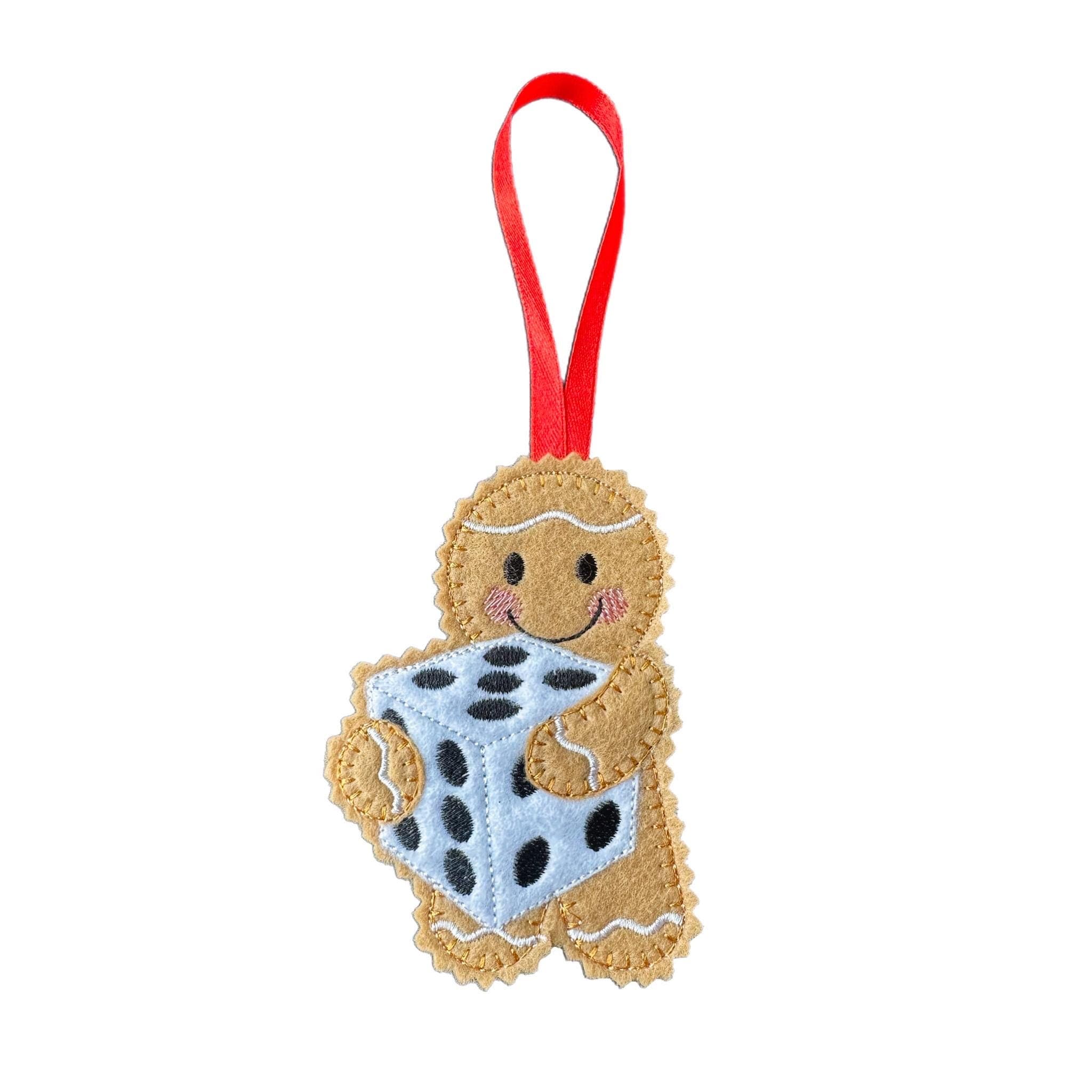 Gingerbread Dice Decoration – Felt Hanging Ornament — image 4