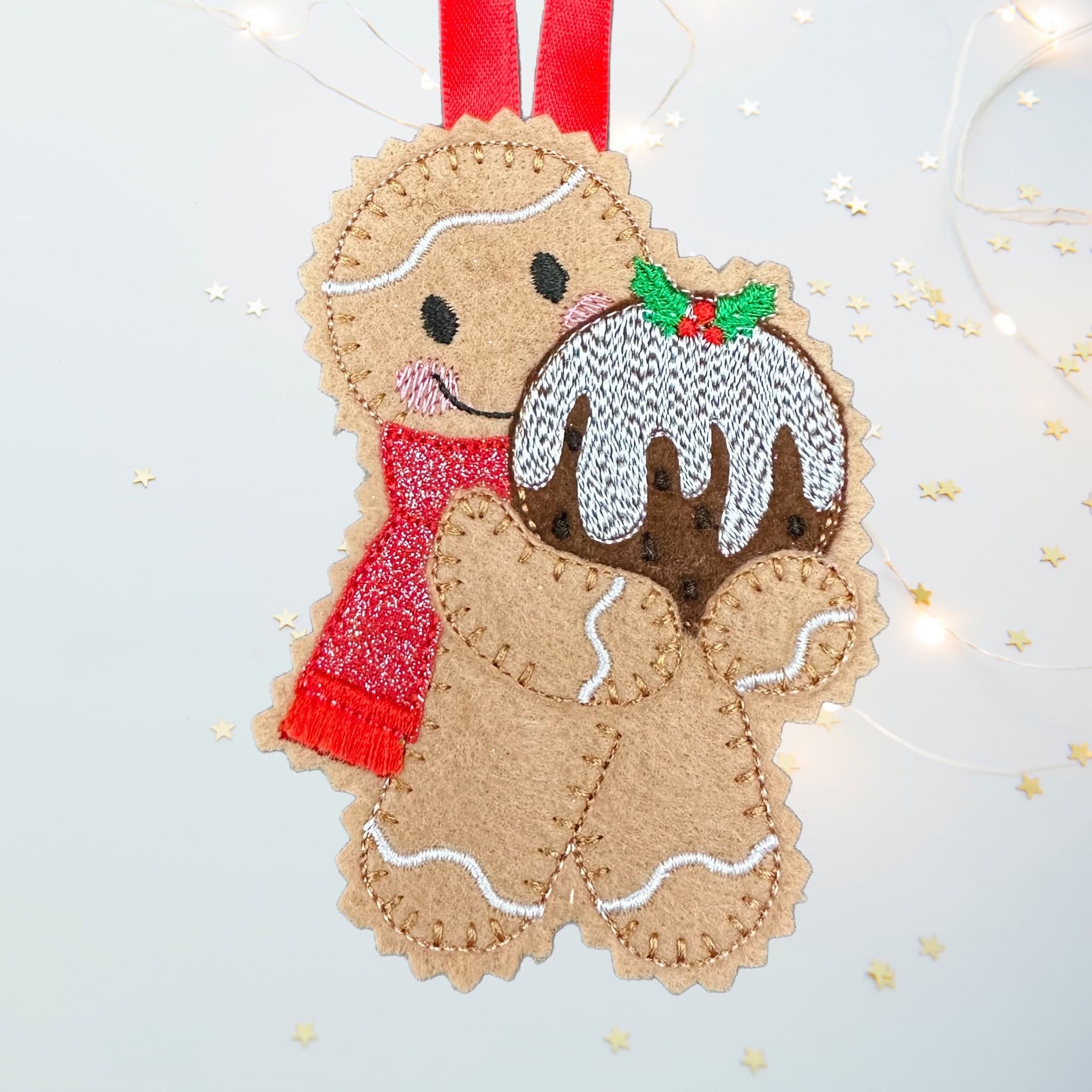 Christmas Pudding Gingerbread Man Felt Decoration — image 2