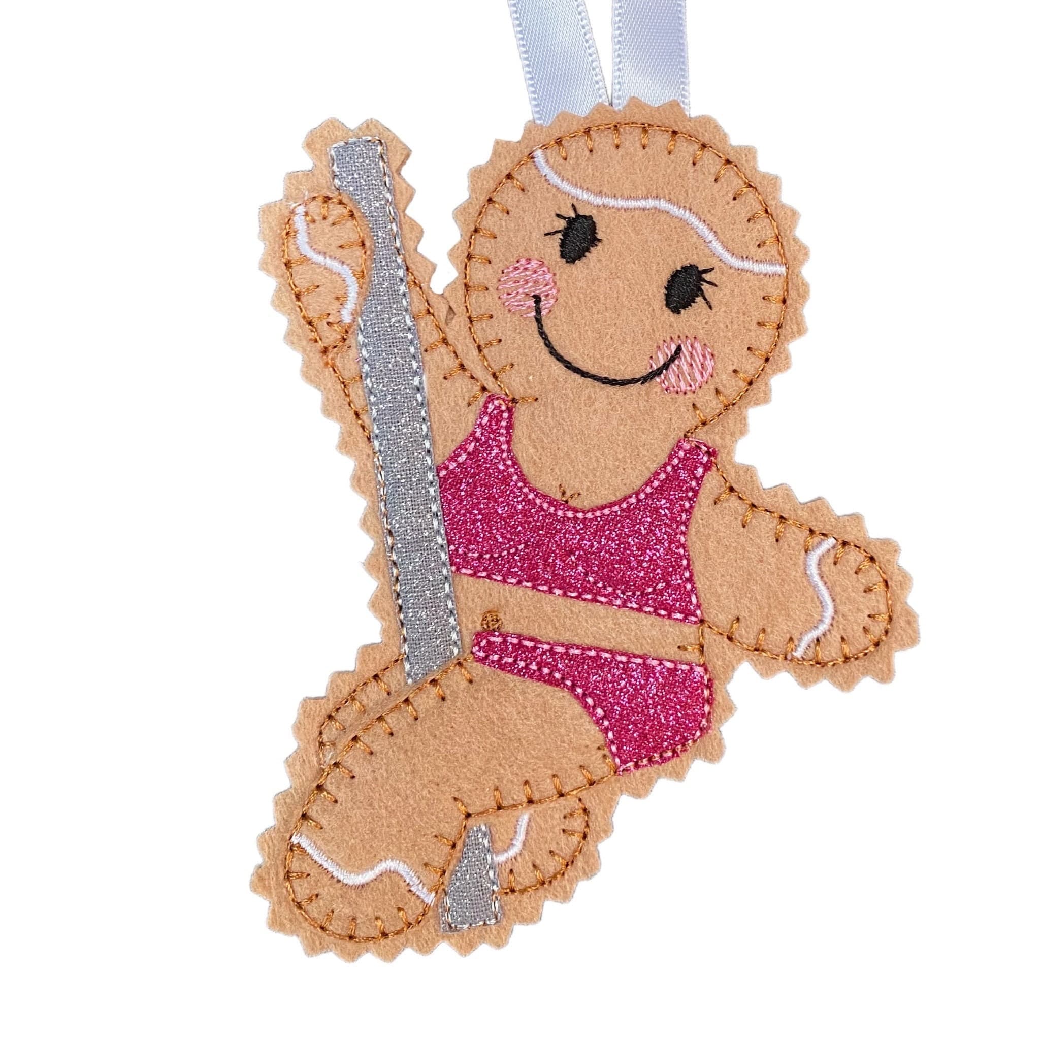 Pole Dancer Gingerbread Man Felt Decoration