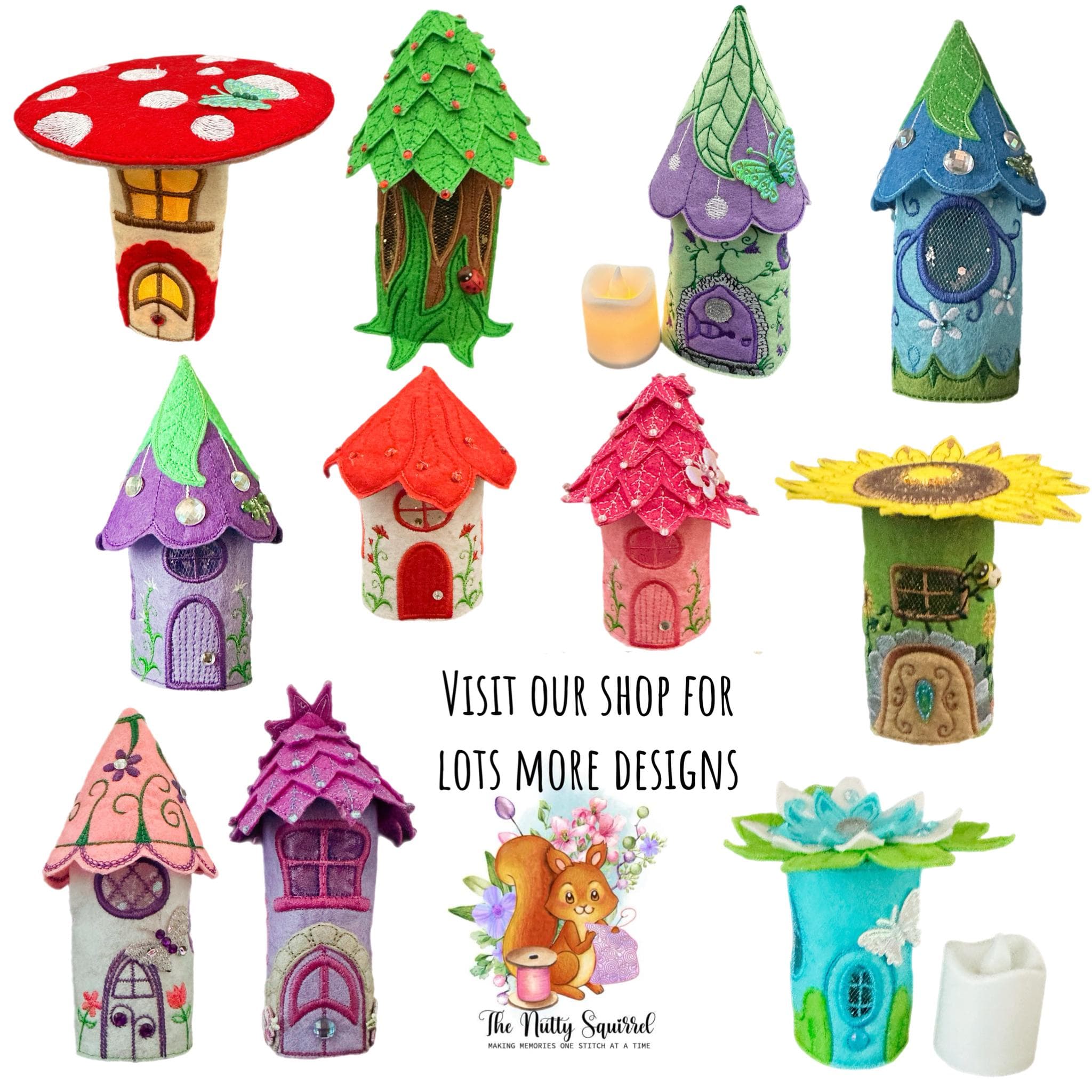 Green and White Sunflower Tea Light Fairy House — image 5