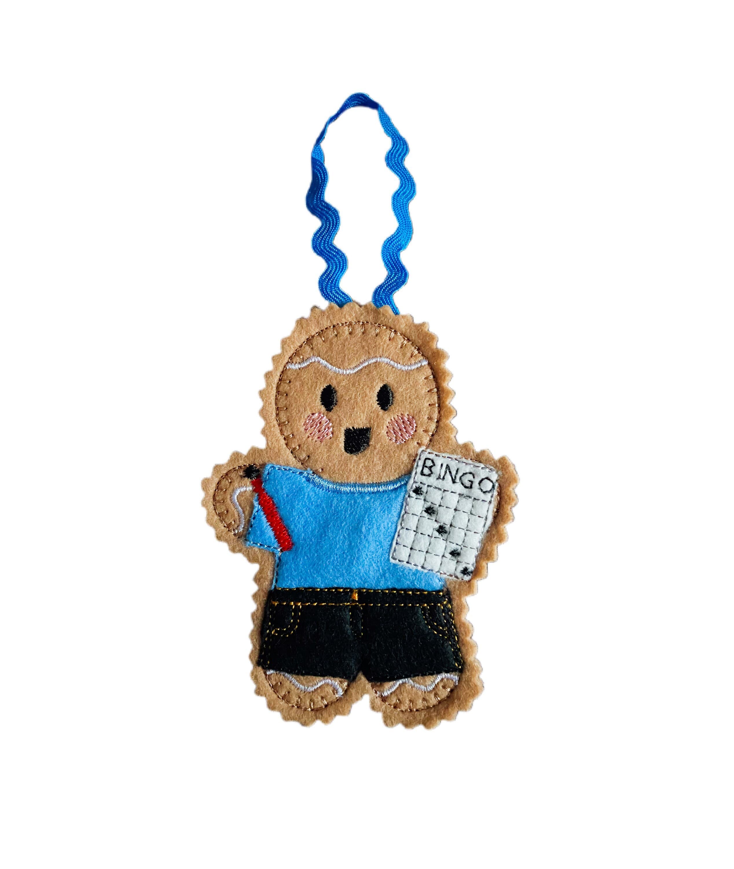 Bingo Player Gingerbread Man Felt Decoration