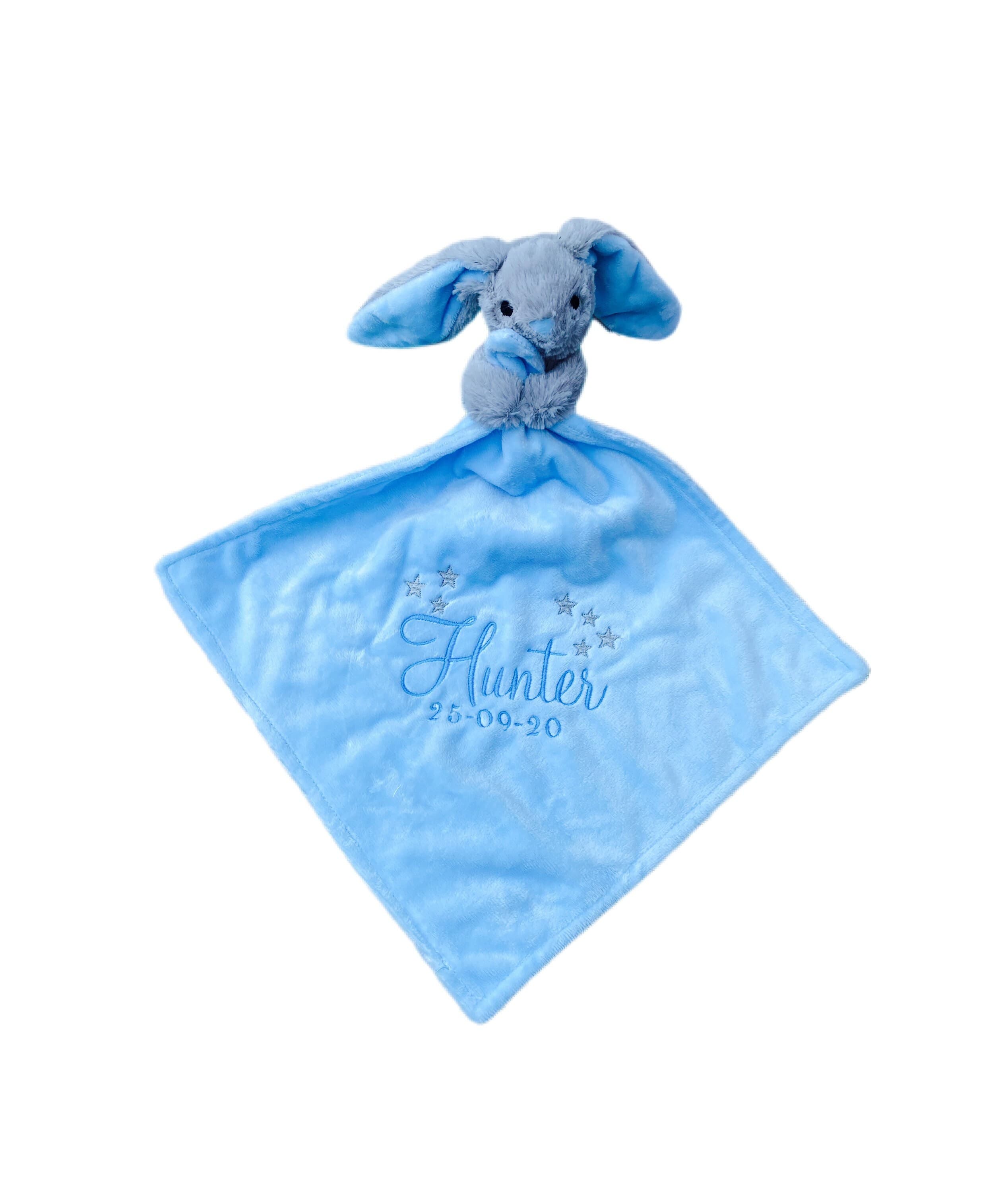 Blue Bunny Comforter / Personalised Keepsake / Newborn Baby Gift / Baby Shower