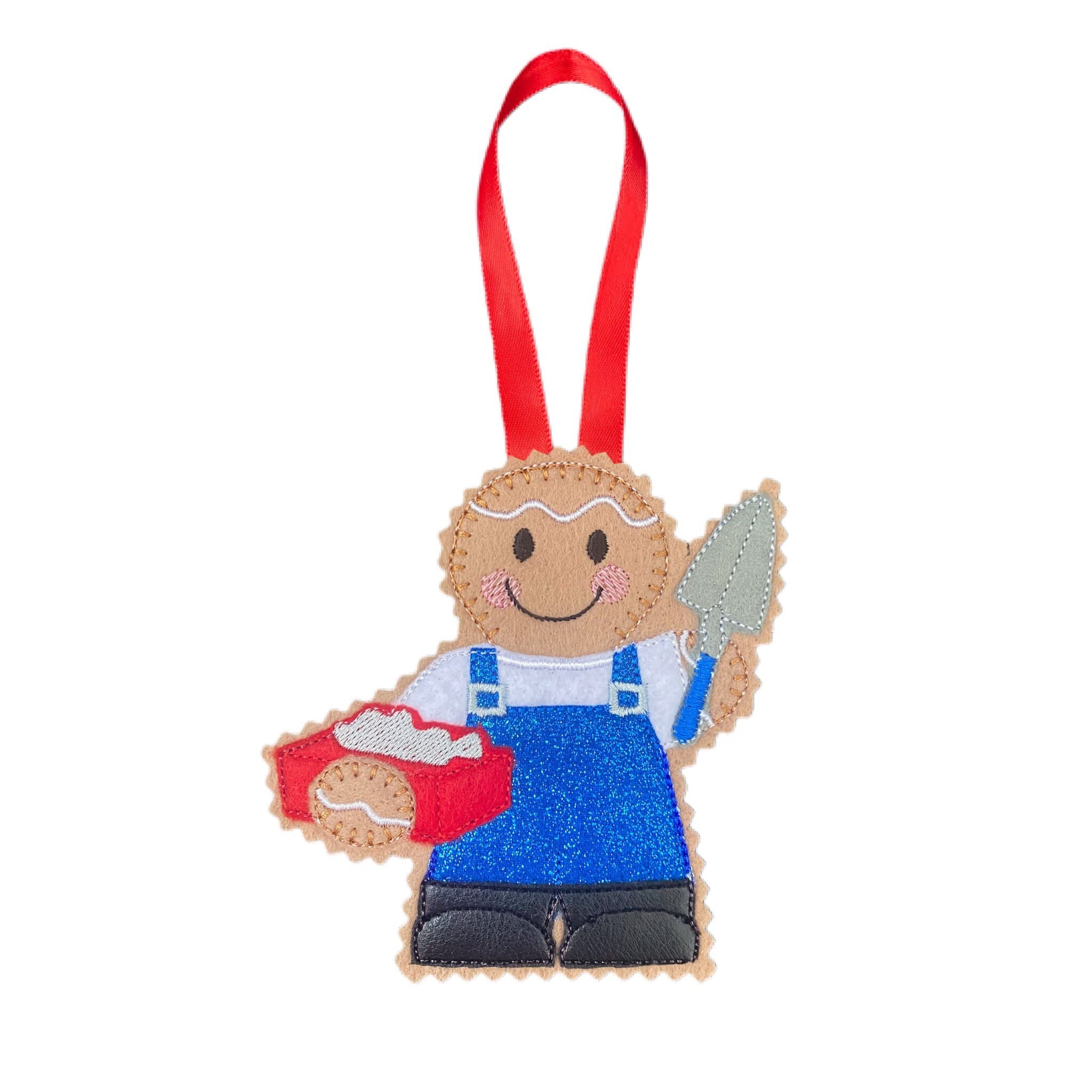 Bricklayer Gingerbread Man Felt Decoration
