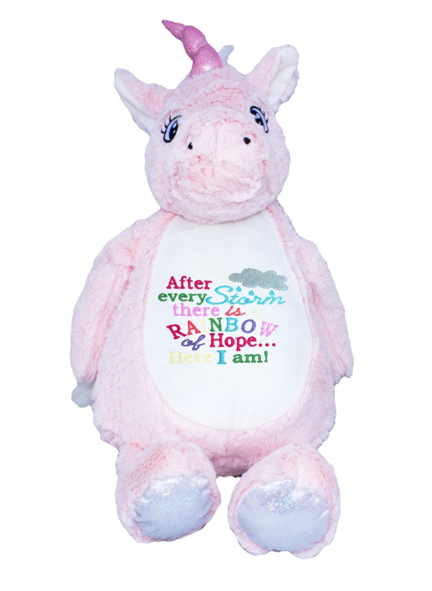 Pink Unicorn Personalised Soft Toy,  Personalised Embroidered Teddy, Custom bear, boy birthday gift. — image 2
