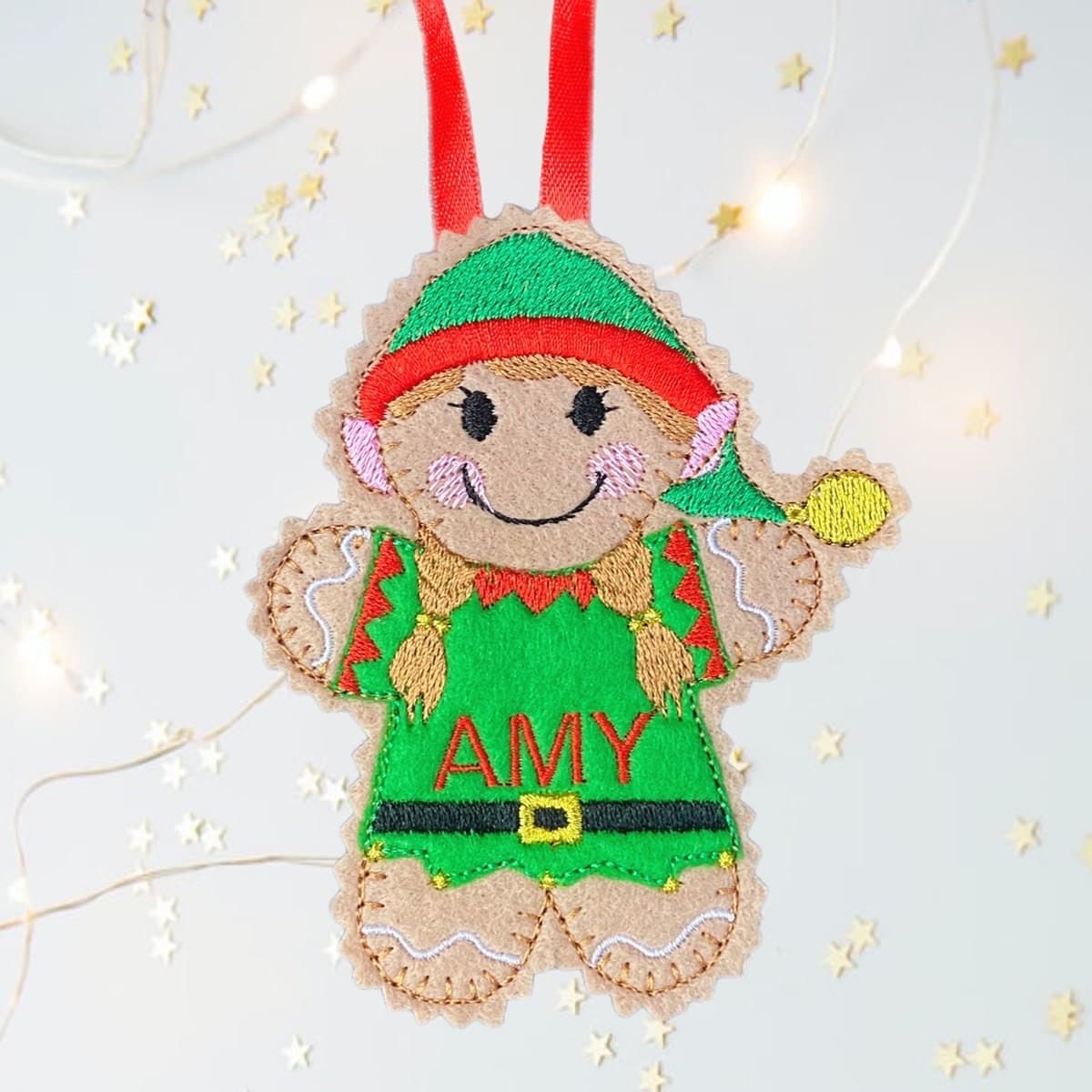 Christmas Girl Elf Gingerbread Man Felt Decoration — image 5