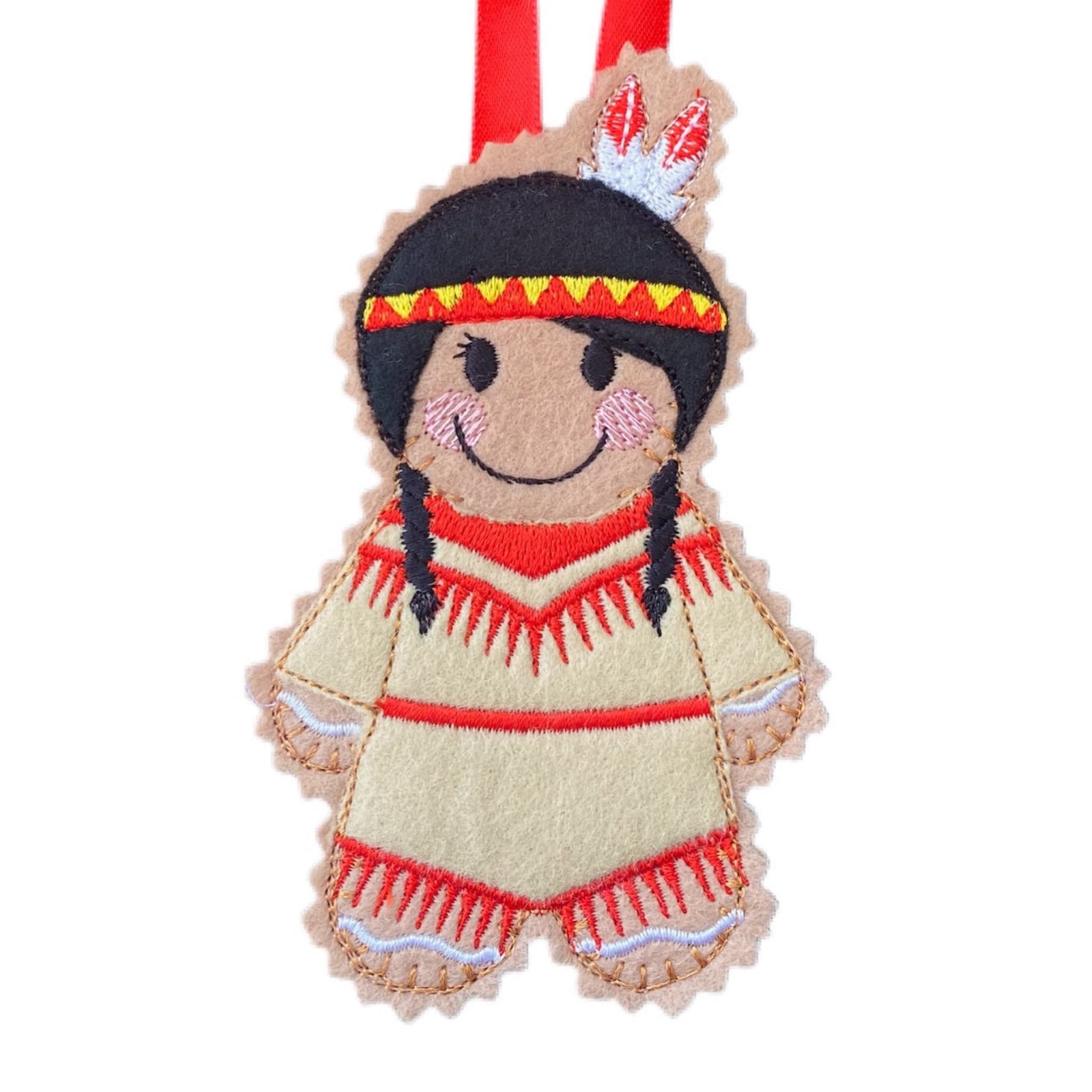 Native American Indian Gingerbread Man Felt Decoration — image 2