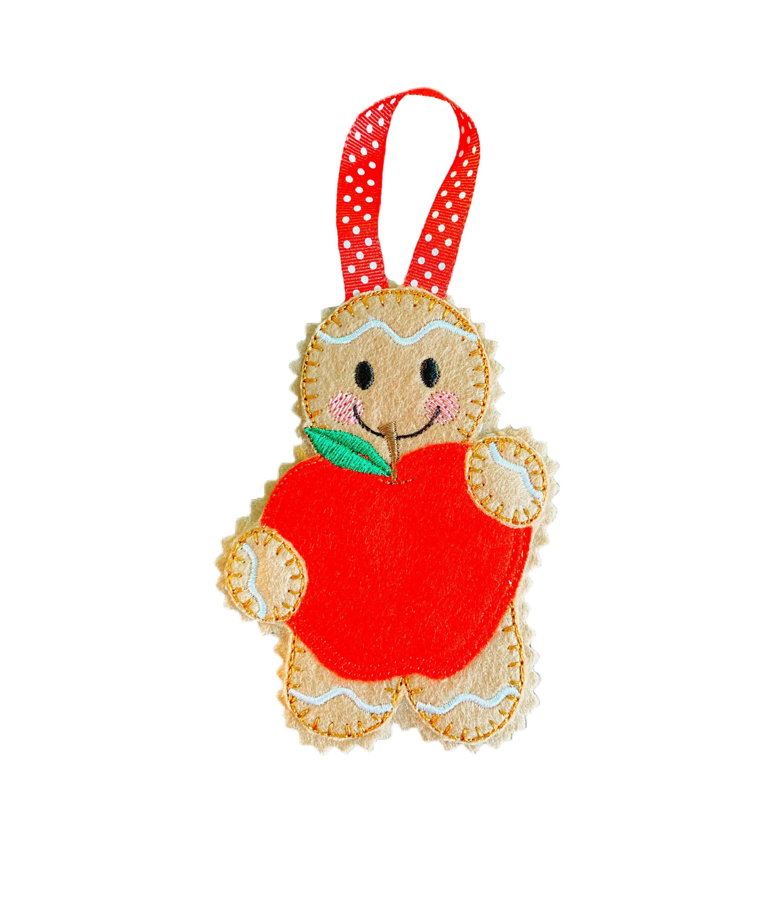 Teachers Apple Gingerbread Man Felt Decoration