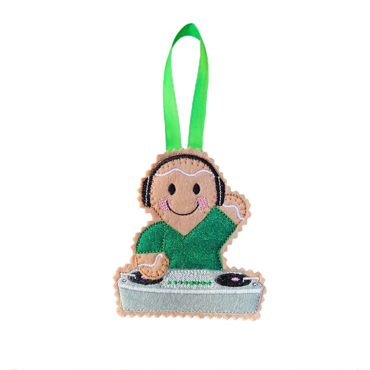 DJ - Disc Jockey Gingerbread Man Felt Decoration