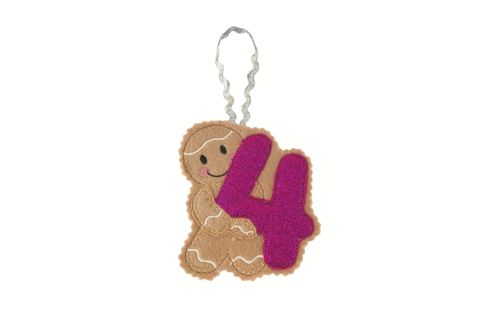 Gingerbread Man Felt Number 4 Decoration: Birthday Age