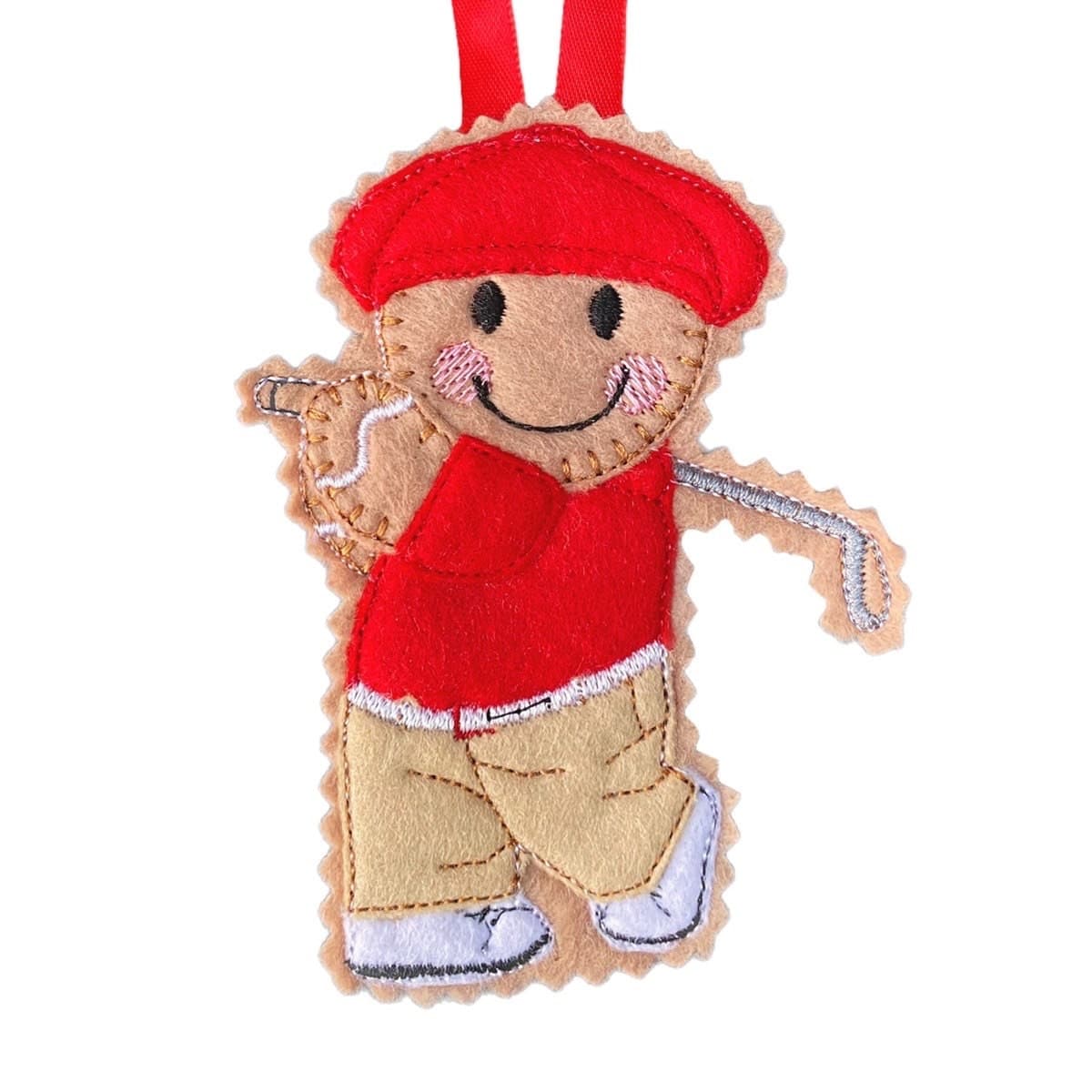 Golfer Gingerbread Man Felt Decoration — image 2