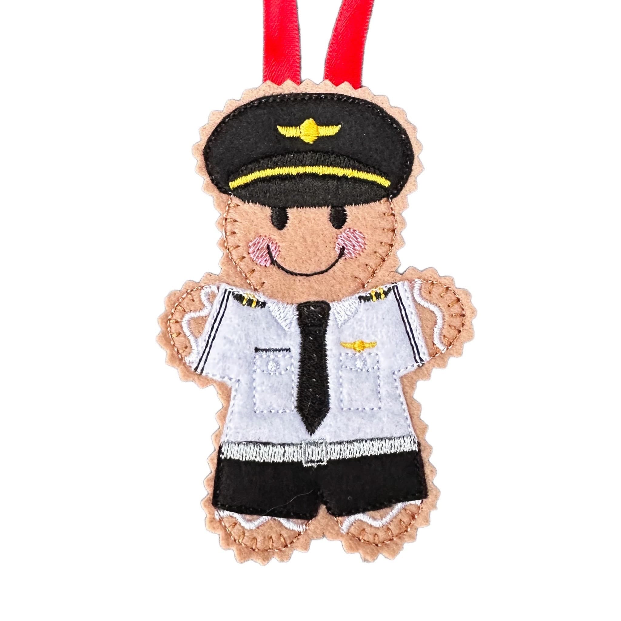 Pilot Gingerbread Man Felt Decoration — image 2
