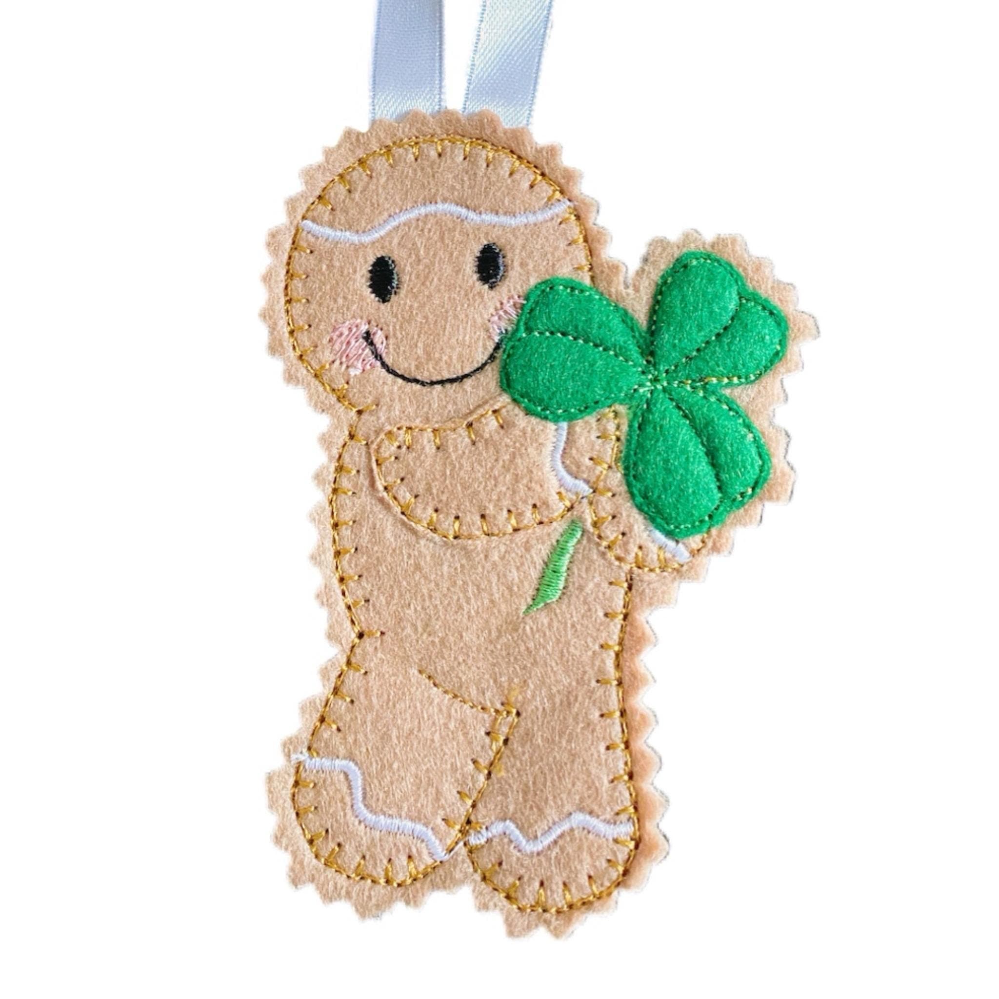 Irish Shamrock Gingerbread Man Felt Decoration — image 2