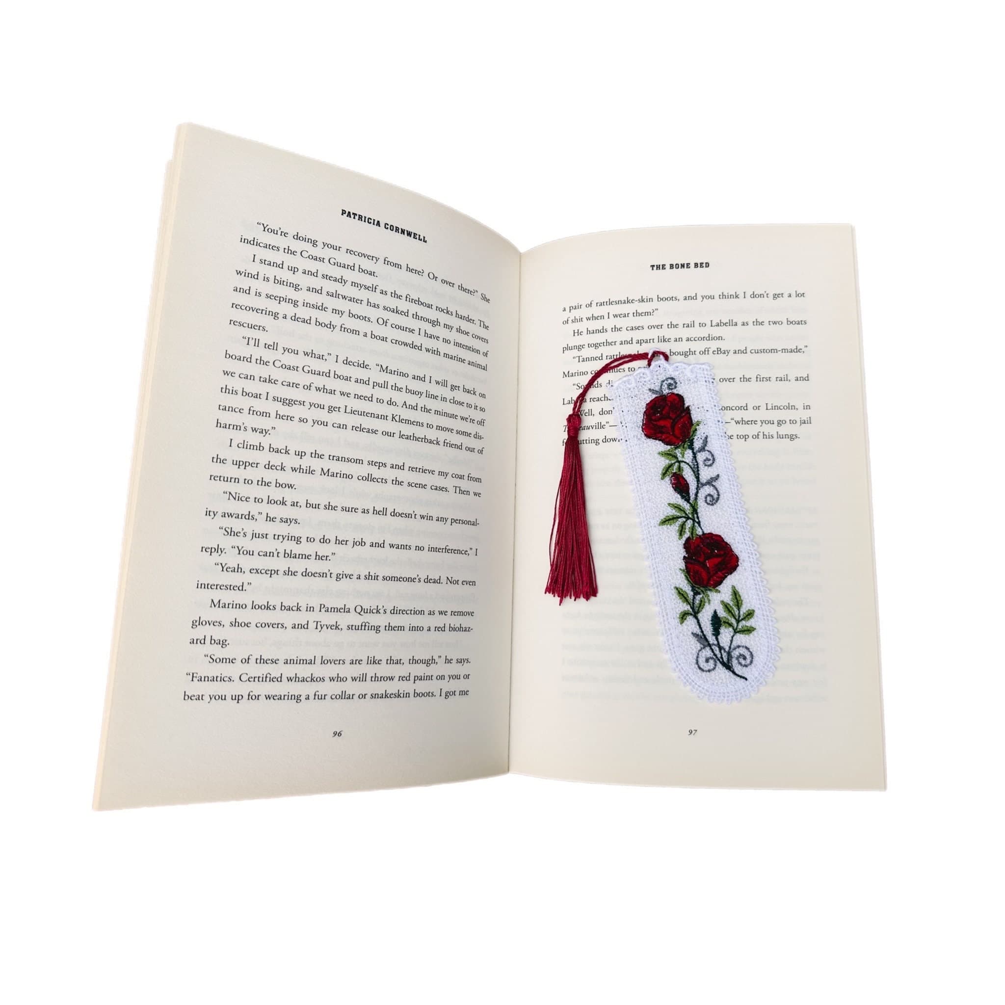 Rose Flower Lace Embroidered Bookmark