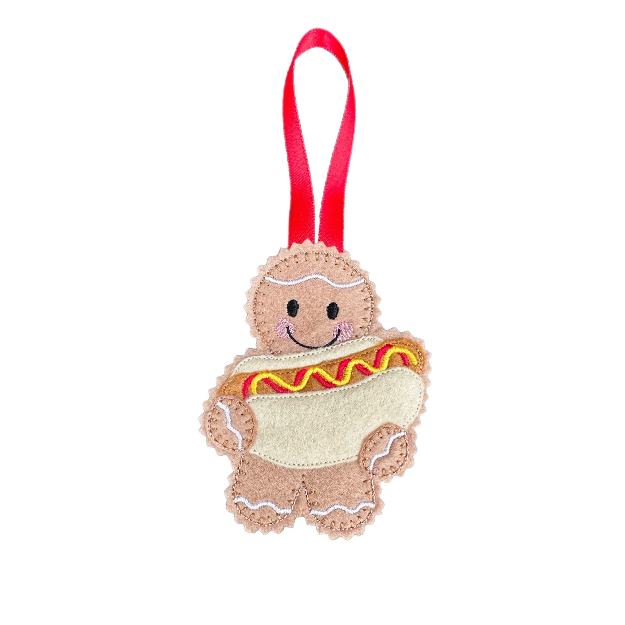 Hotdog Gingerbread Man Felt Decoration
