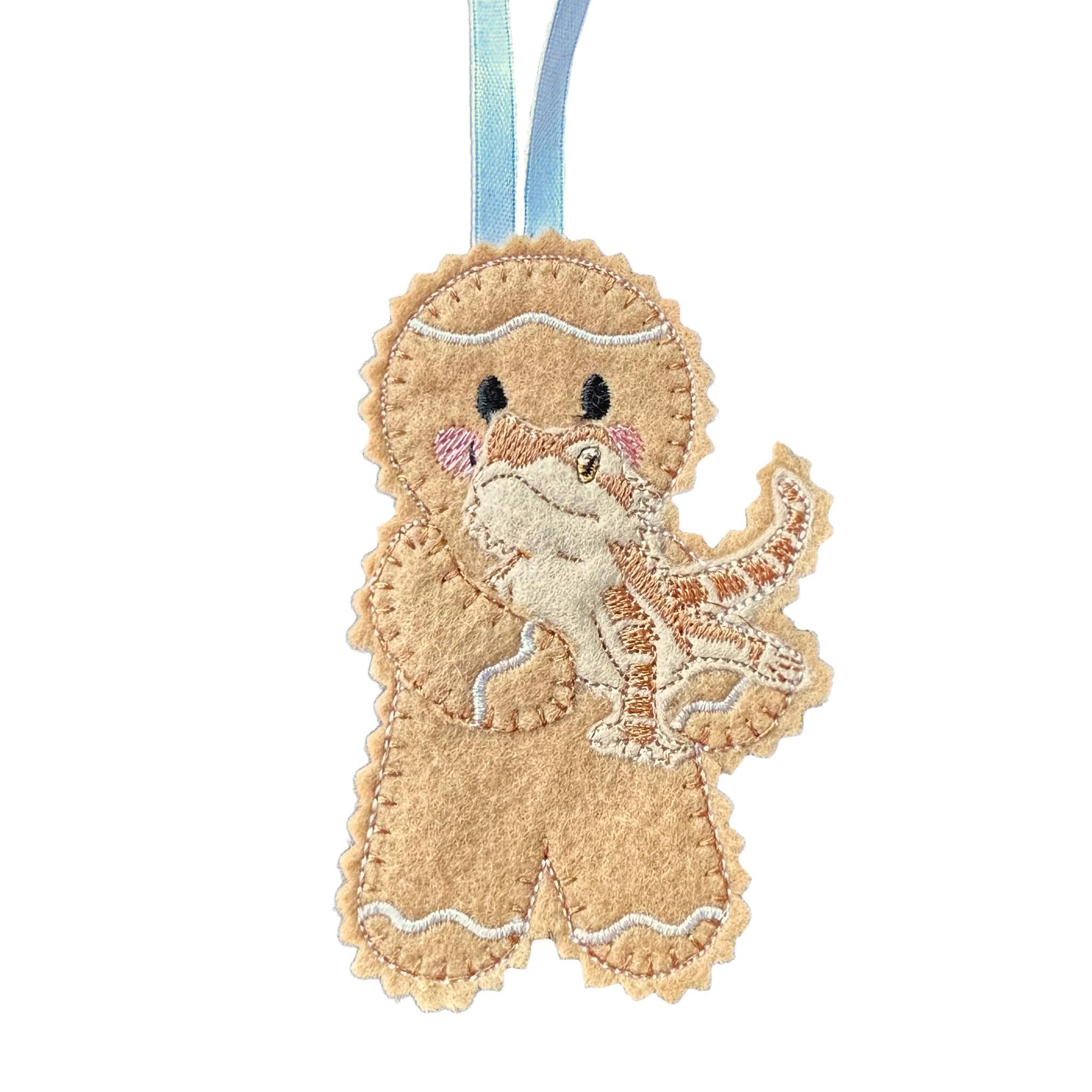 Pet Bearded Dragon Gingerbread Man Felt Decoration