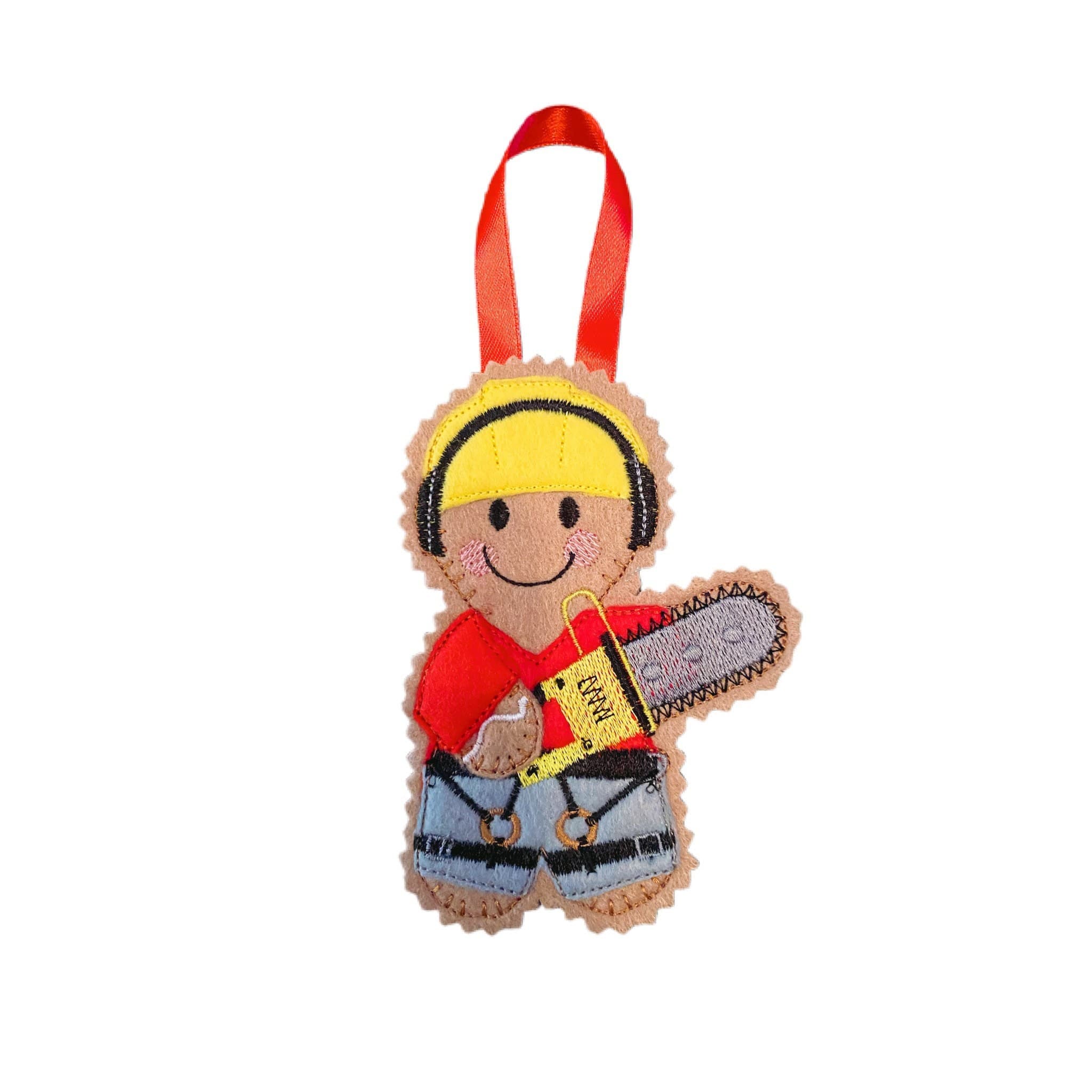 Tree Surgeon Gingerbread Man Felt Decoration