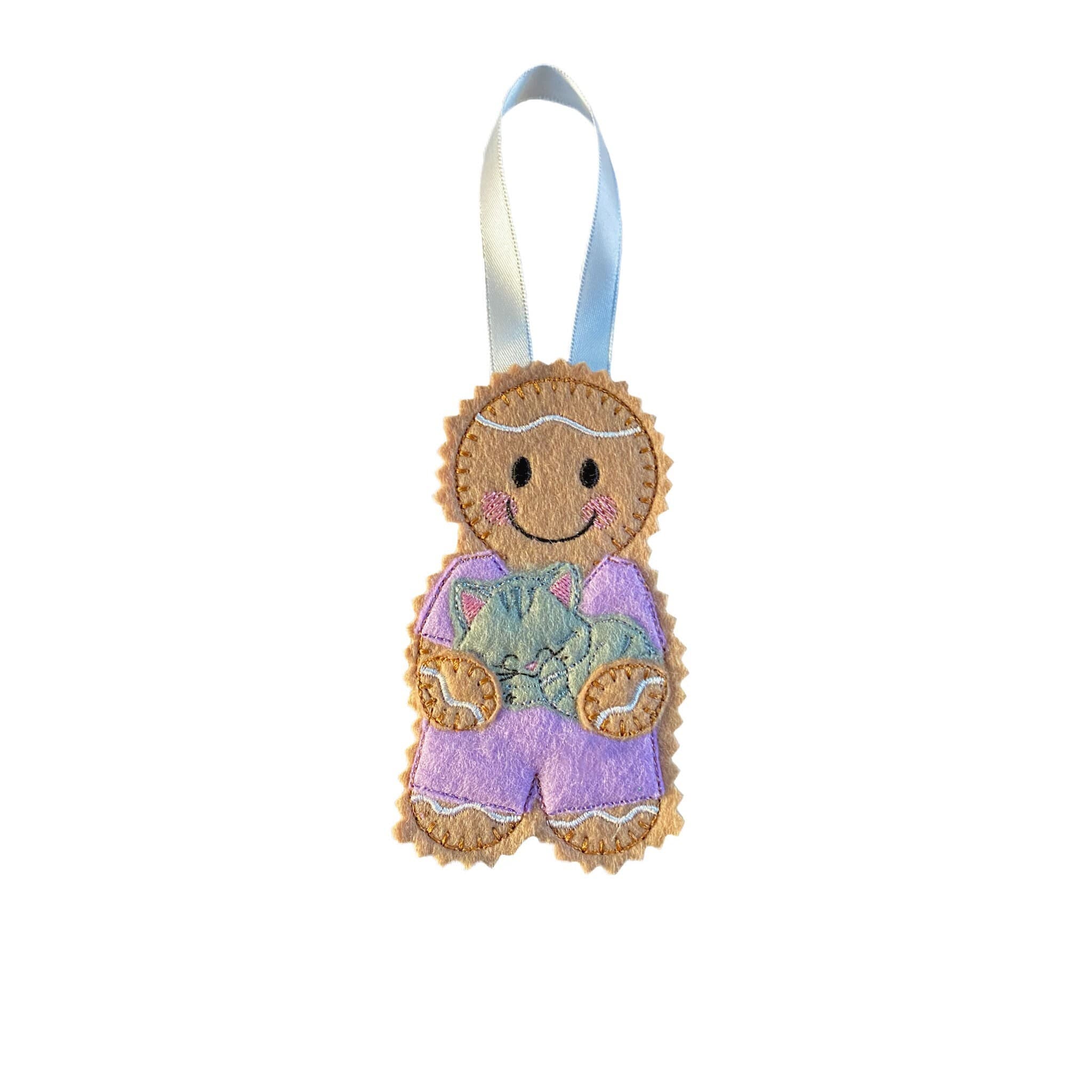 Vet / Cat Owner Gingerbread Man Felt Decoration