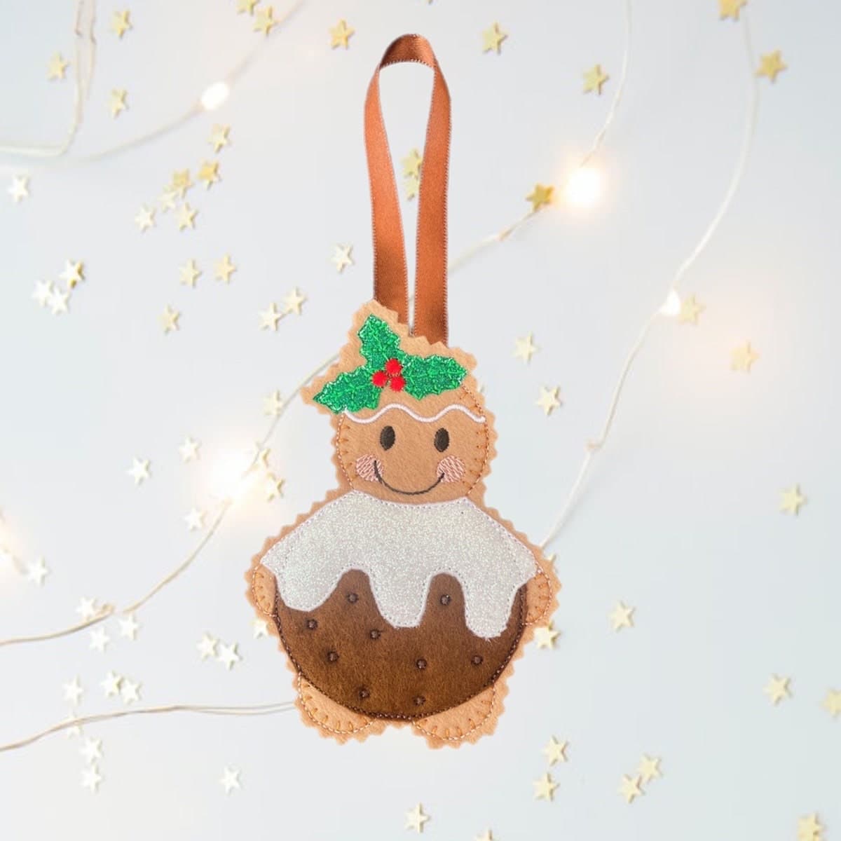 Christmas Pudding Gingerbread Man Felt Decoration