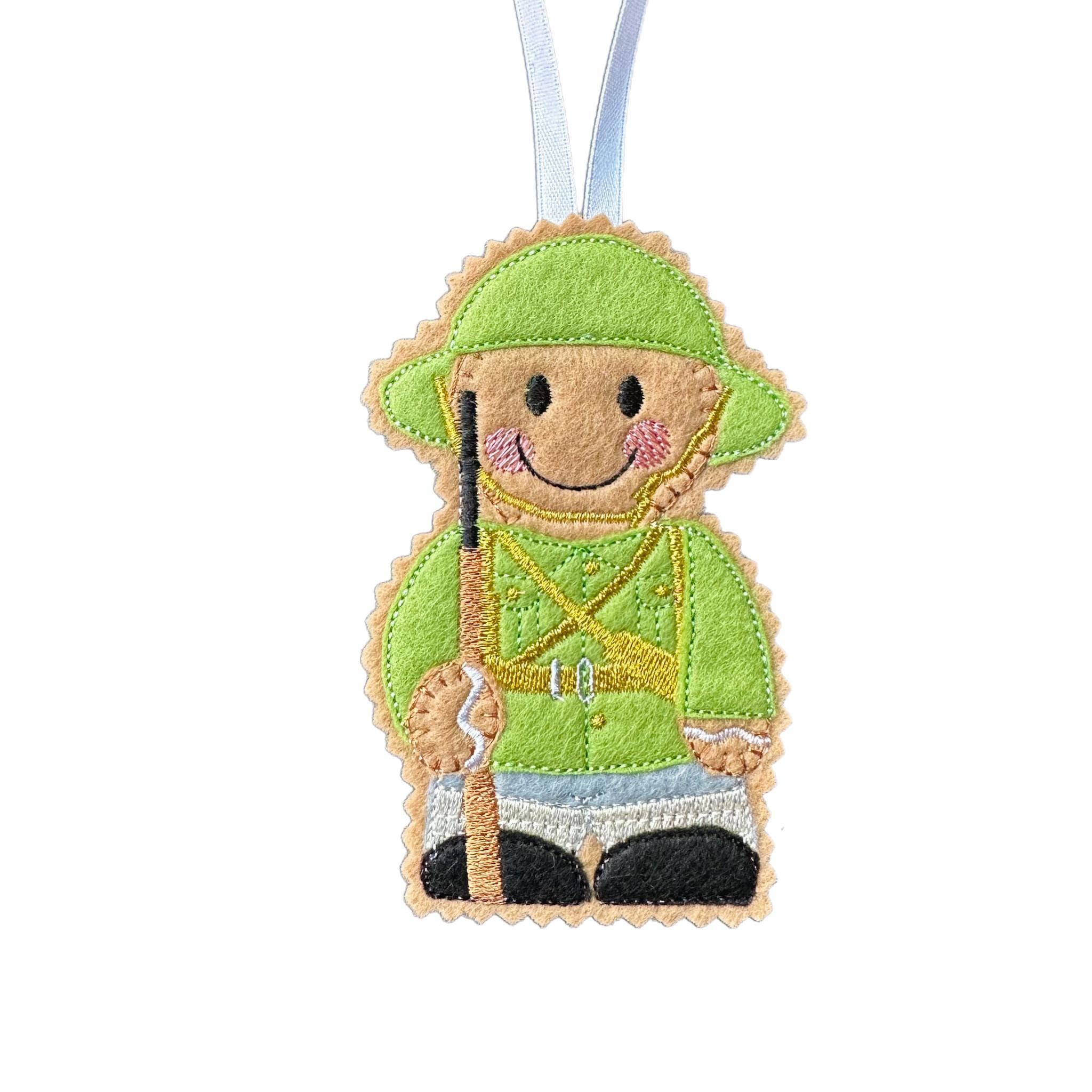 WW1 Tommy Soldier Gingerbread Man Felt Decoration