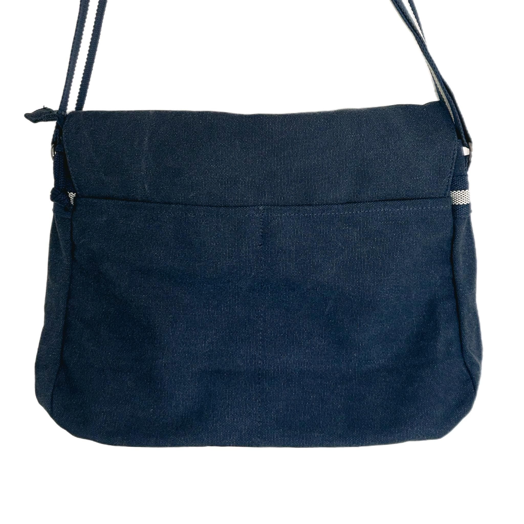 Blue Sugar Skull Embroidered Messenger Bag: Cotton Canvas Laptop Bag — image 5