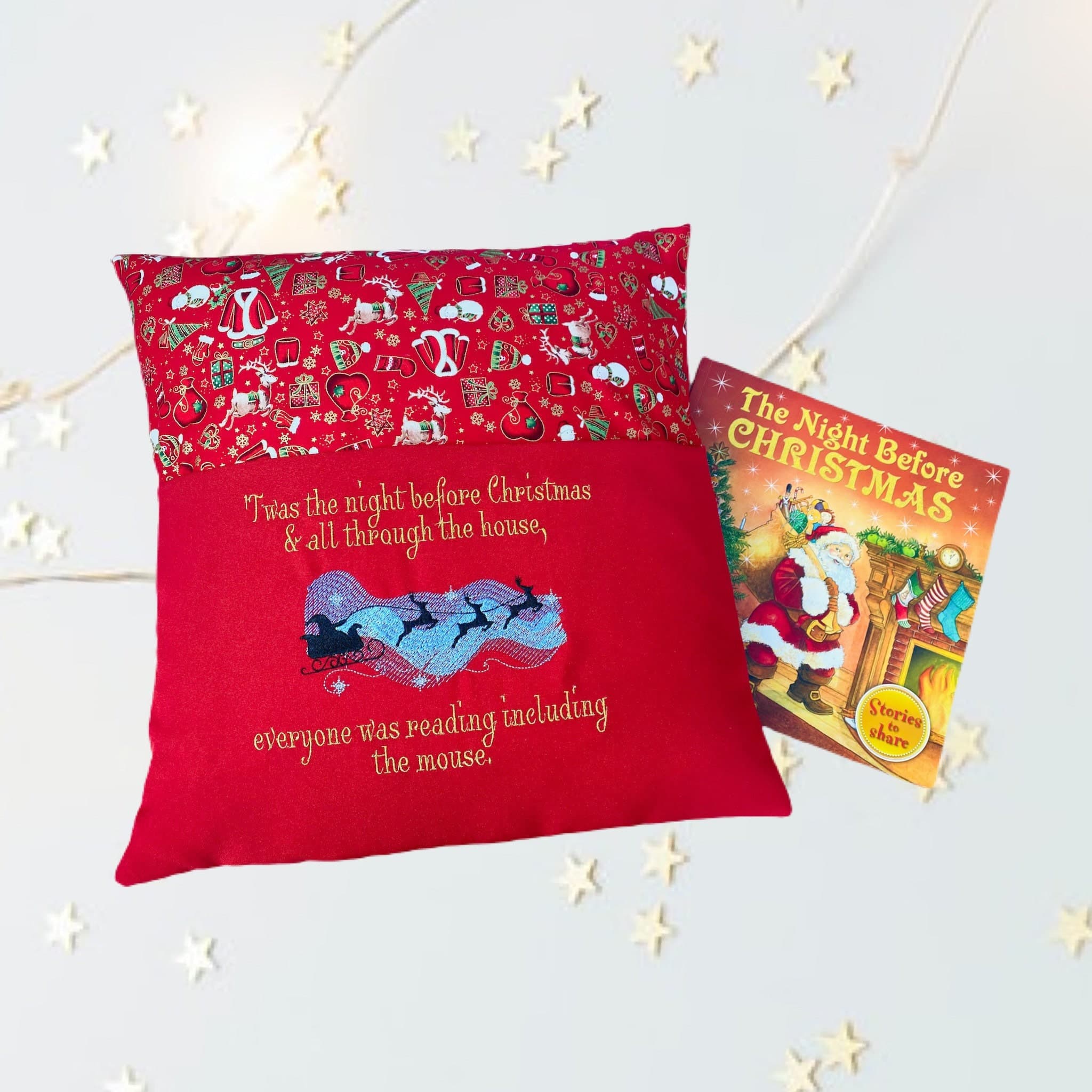 The Night Before Christmas Reading Book Cushion