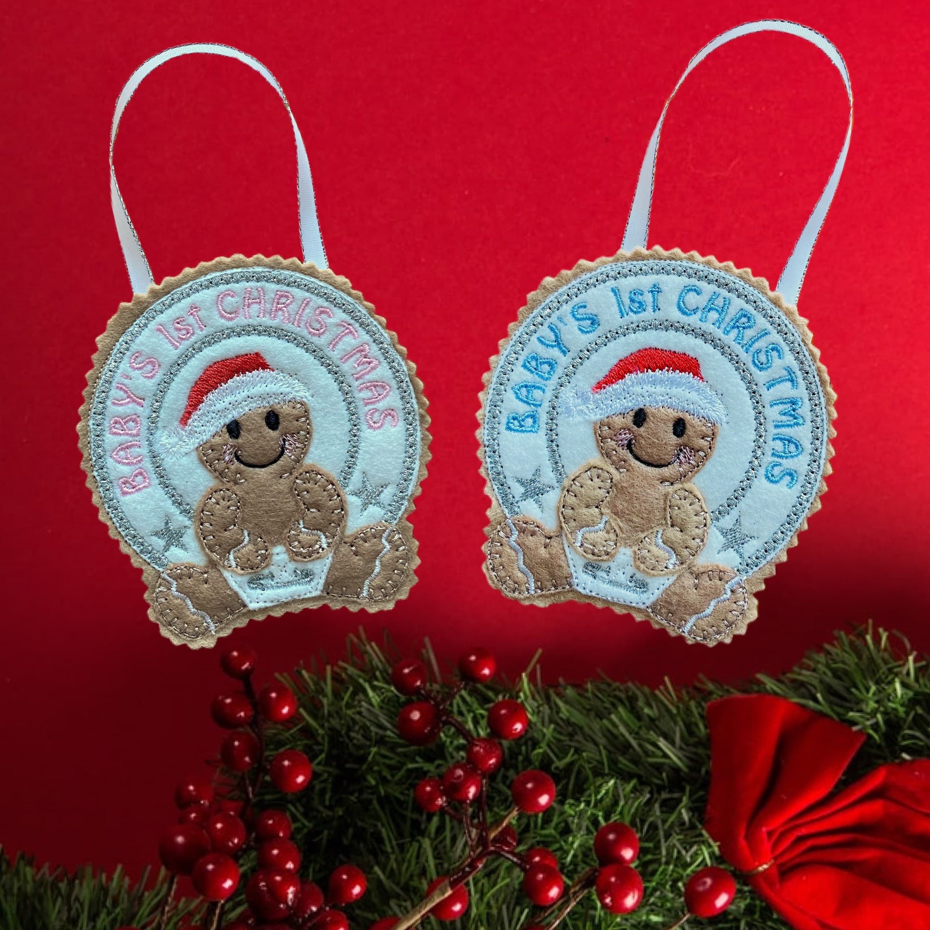 Gingerbread Man Felt Decoration- Baby’s 1st Christmas — image 4