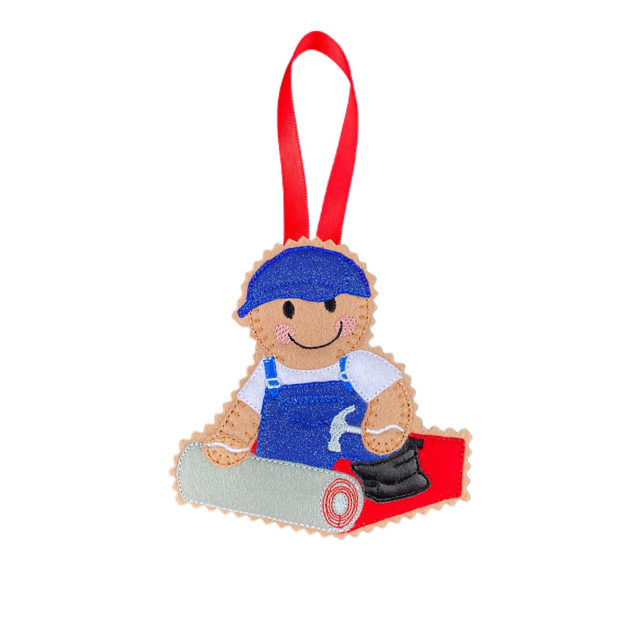 Carpet Fitter Gingerbread Man Felt Decoration