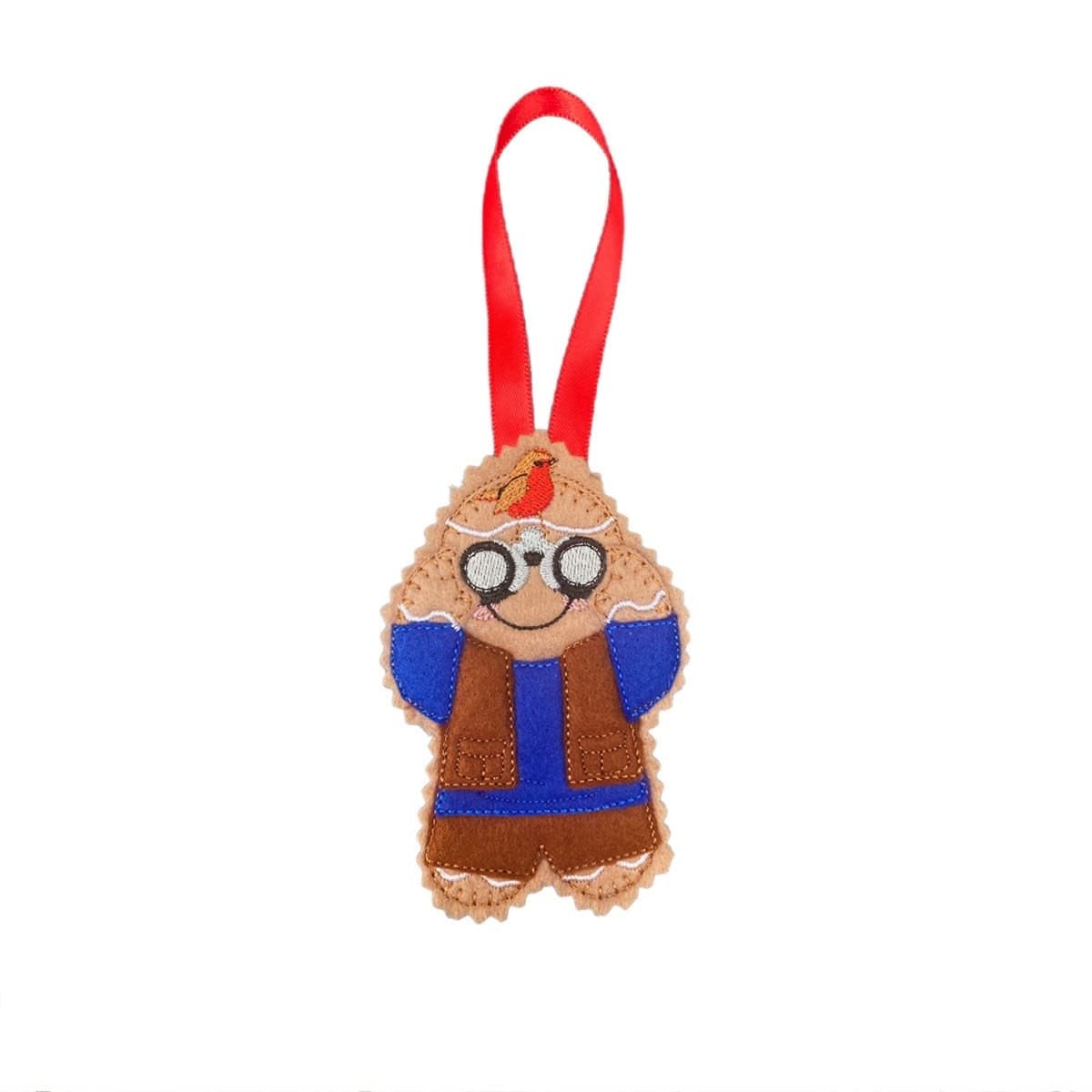 Bird Watcher Gingerbread Man Felt Decoration