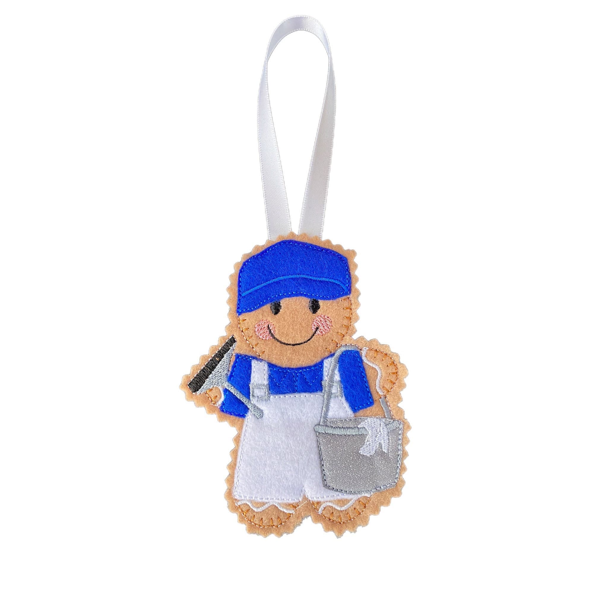 Window Cleaner Gingerbread Man Felt Decoration