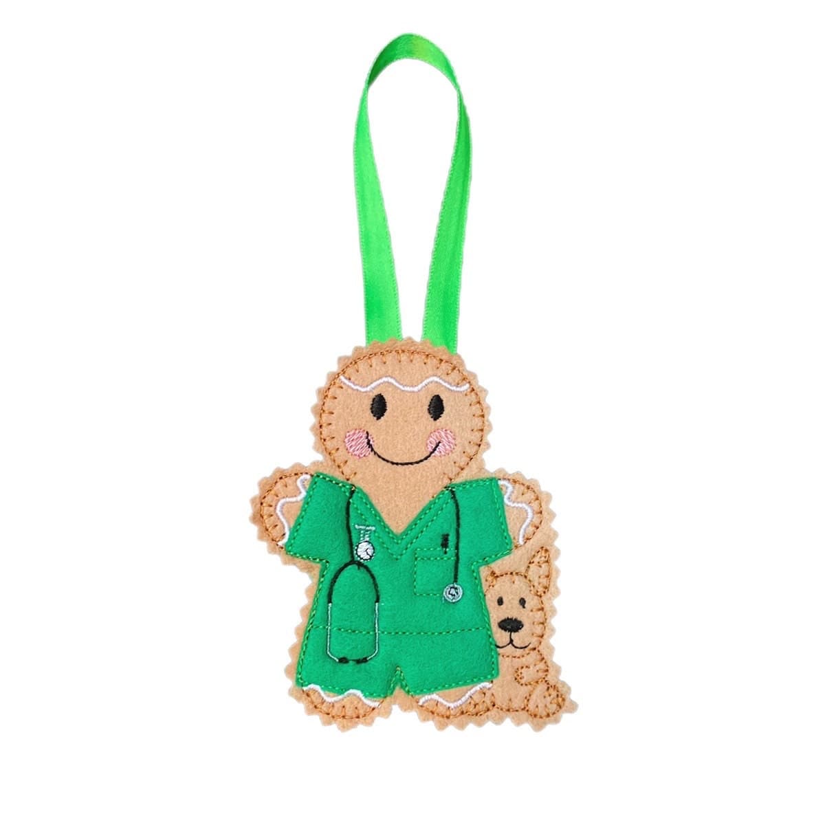 Vet Gingerbread Man Felt Decoration