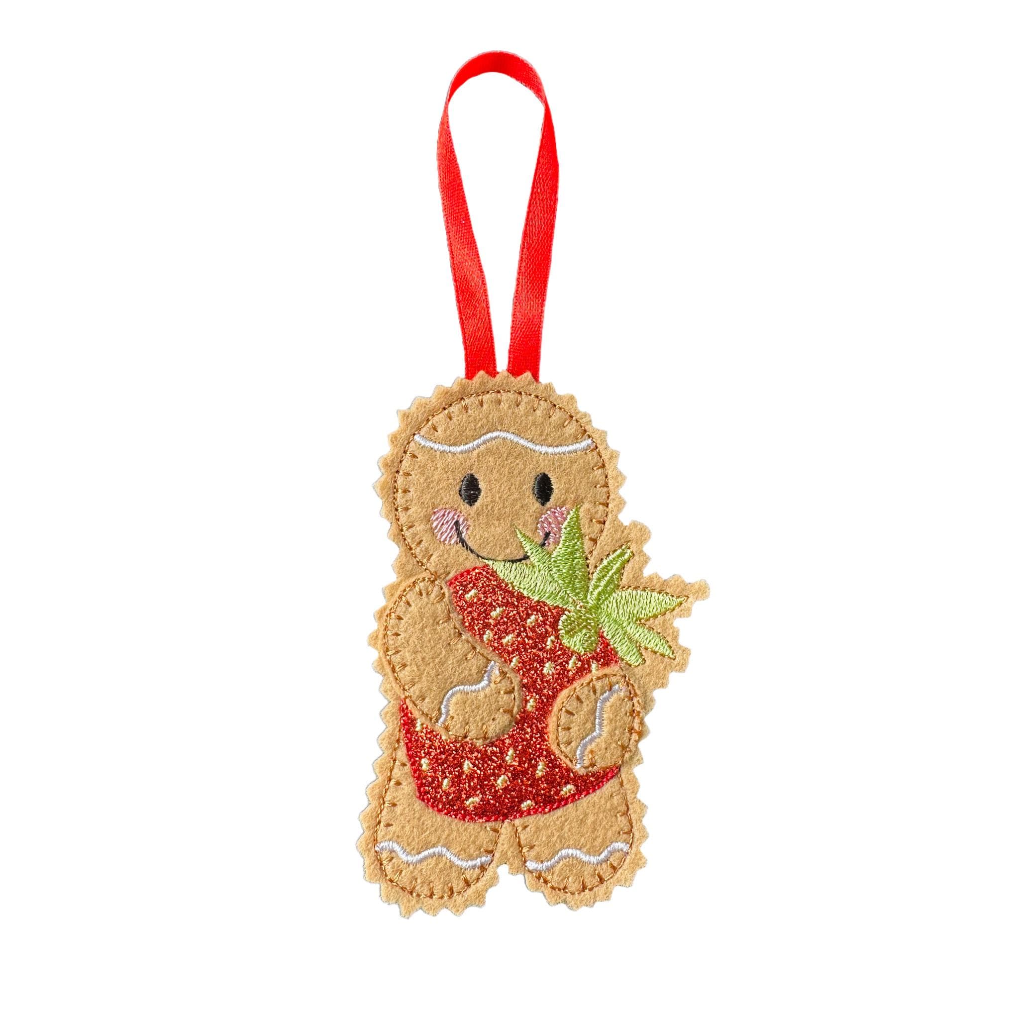 Strawberry Gingerbread Felt Christmas Ornament: Handmade Quirky Decoration — image 3
