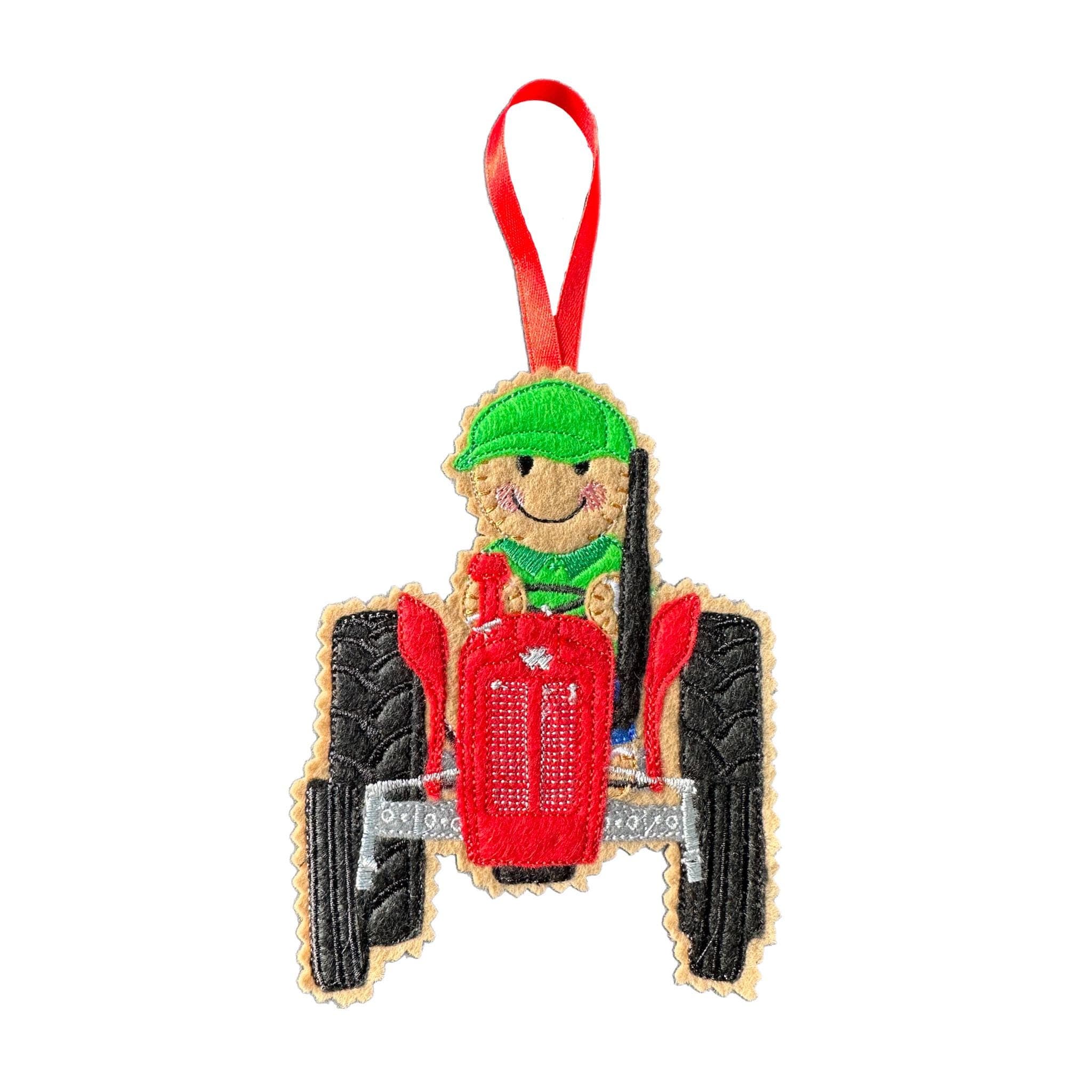 Farmer / Tractor Gingerbread Man Felt Decoration — image 6