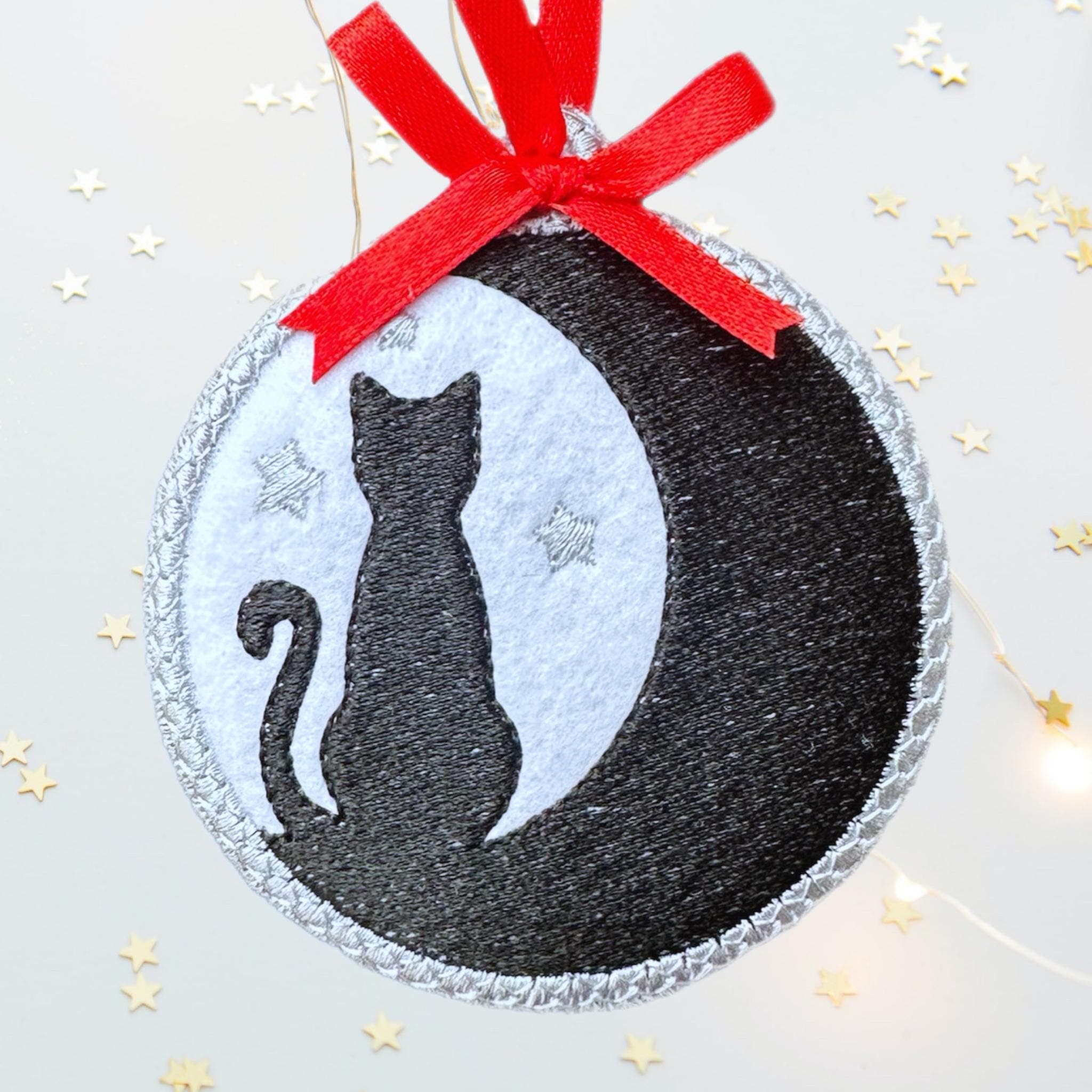 Cat & Moon Felt Christmas Bauble Decoration — image 3