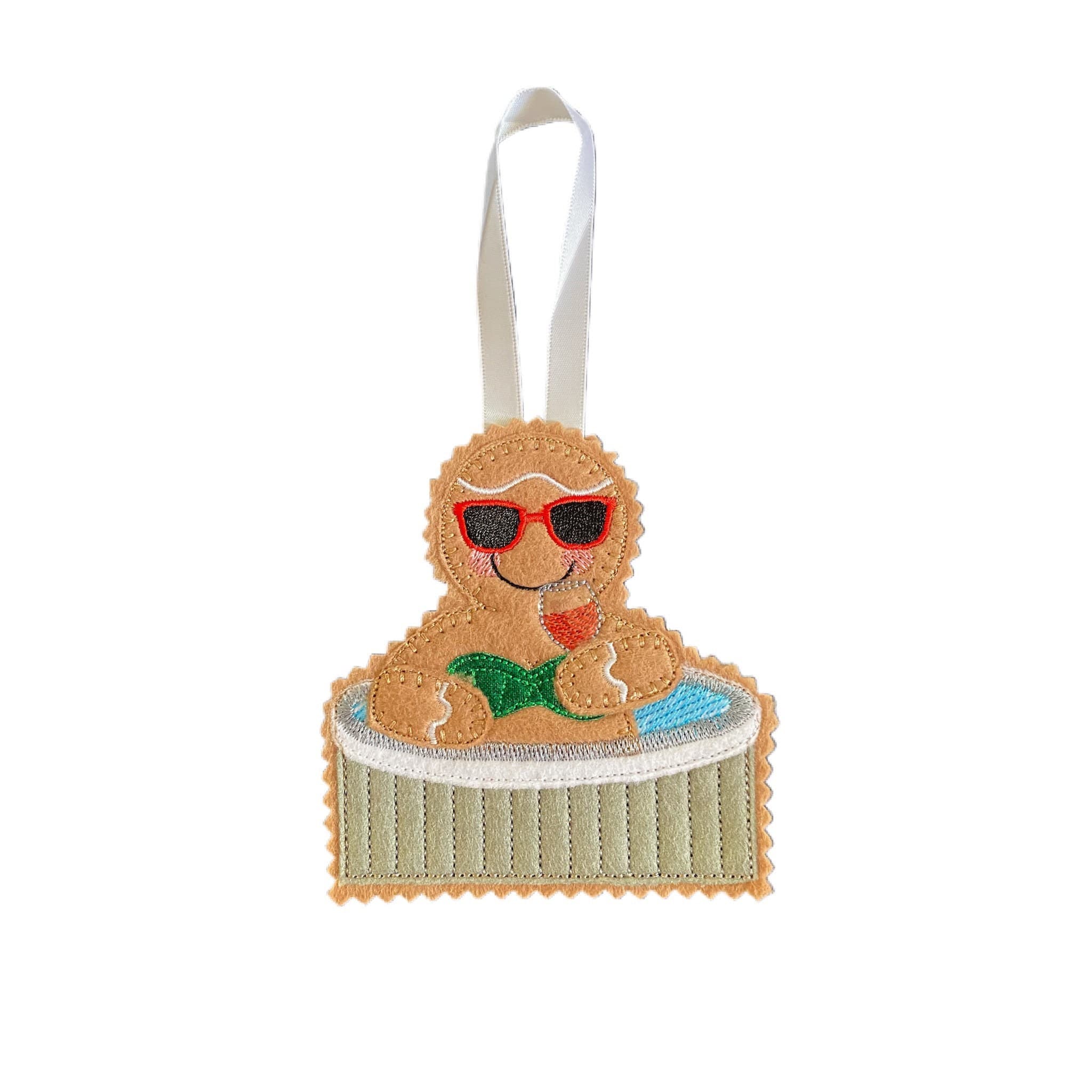 Hot Tub Gingerbread Man Felt Decoration