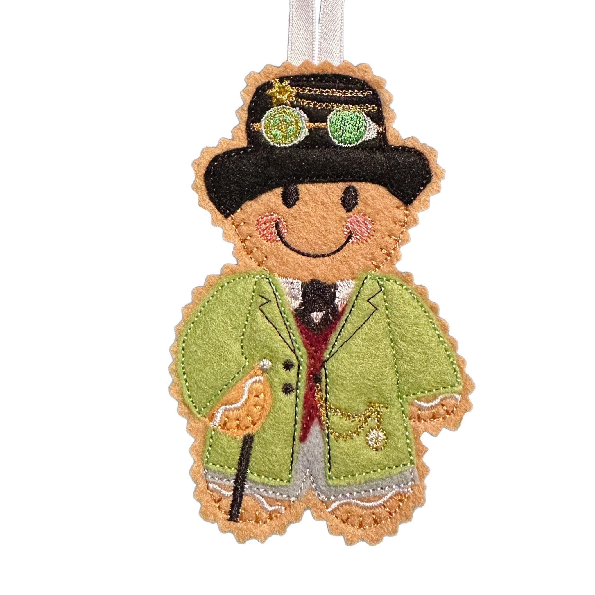 Steam Punk Gingerbread Man Felt Decoration