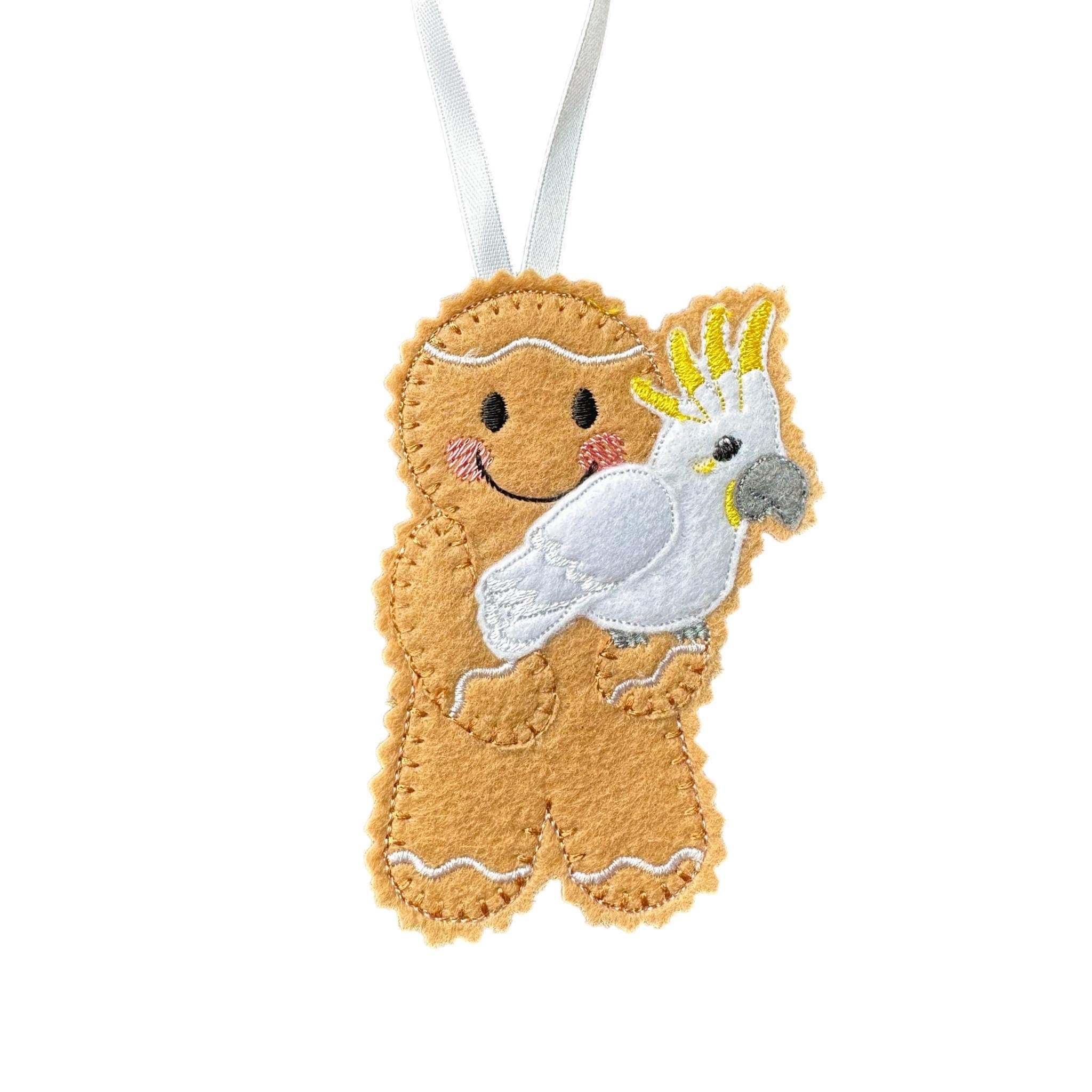 Cockatoo Gingerbread Felt Decoration – Bird Lover Gift